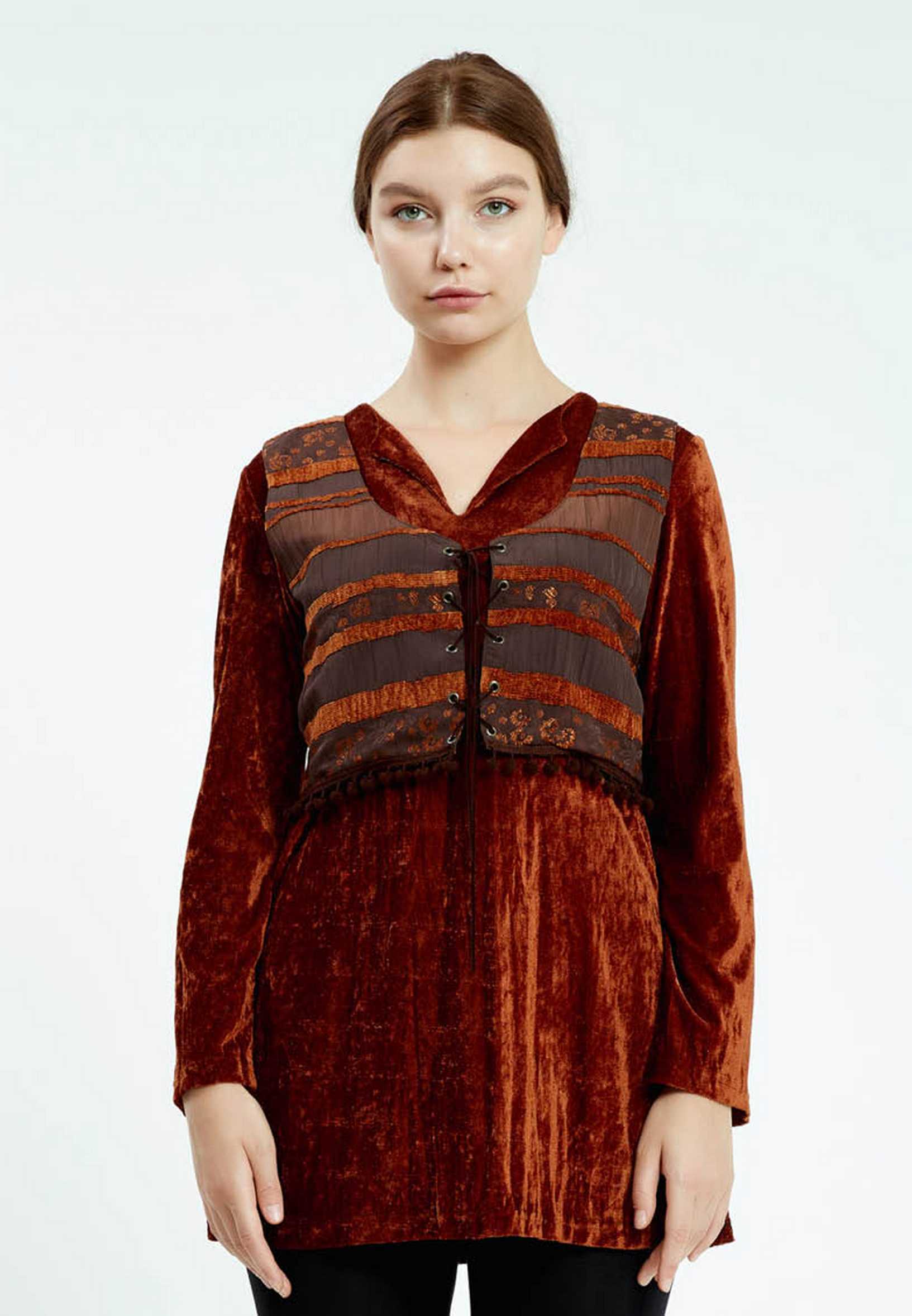 Long Sleeve Solid Color Regular Blouse ser1879