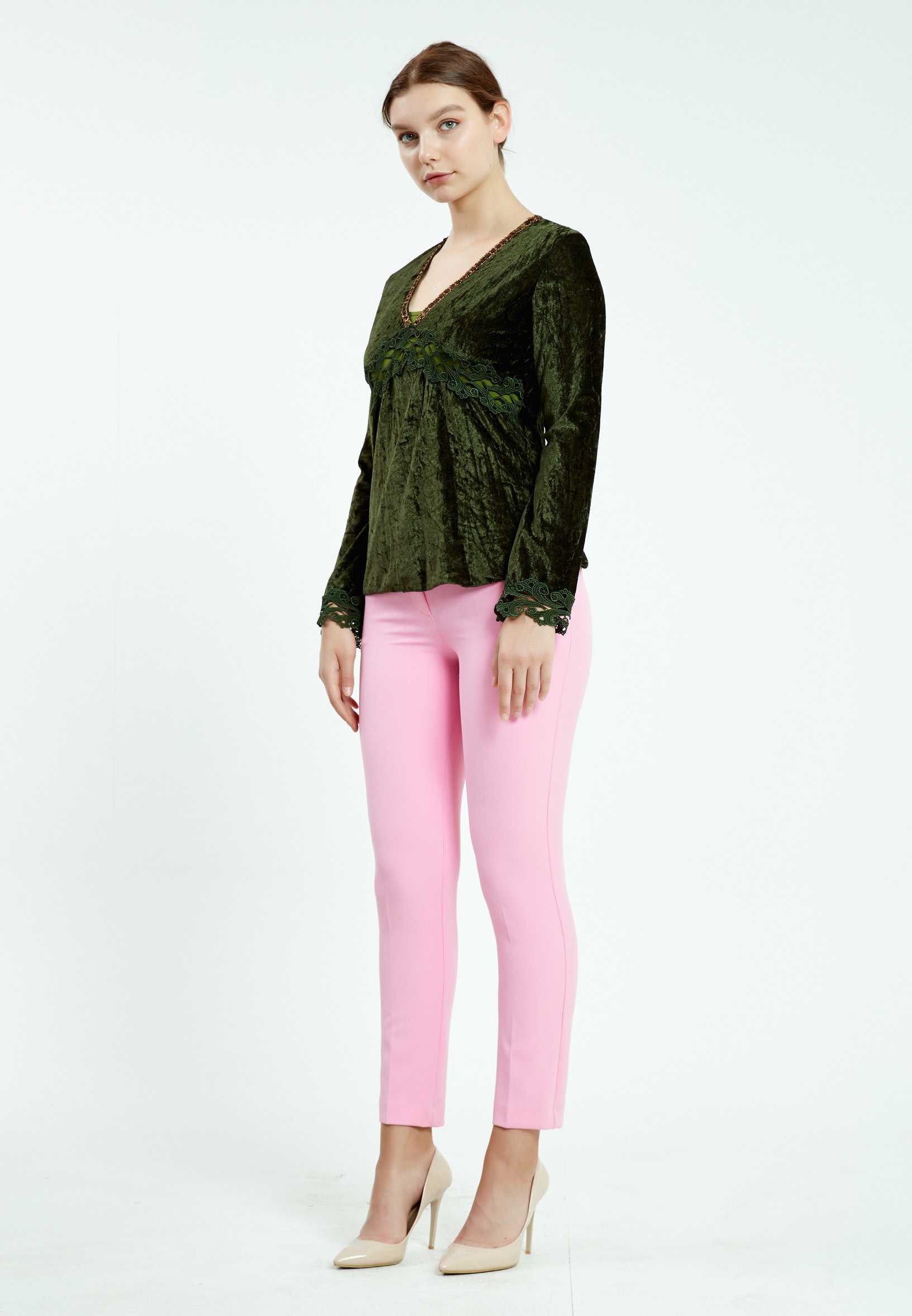 Long Sleeve Solid Color Regular Blouse ser2058 - Image 11