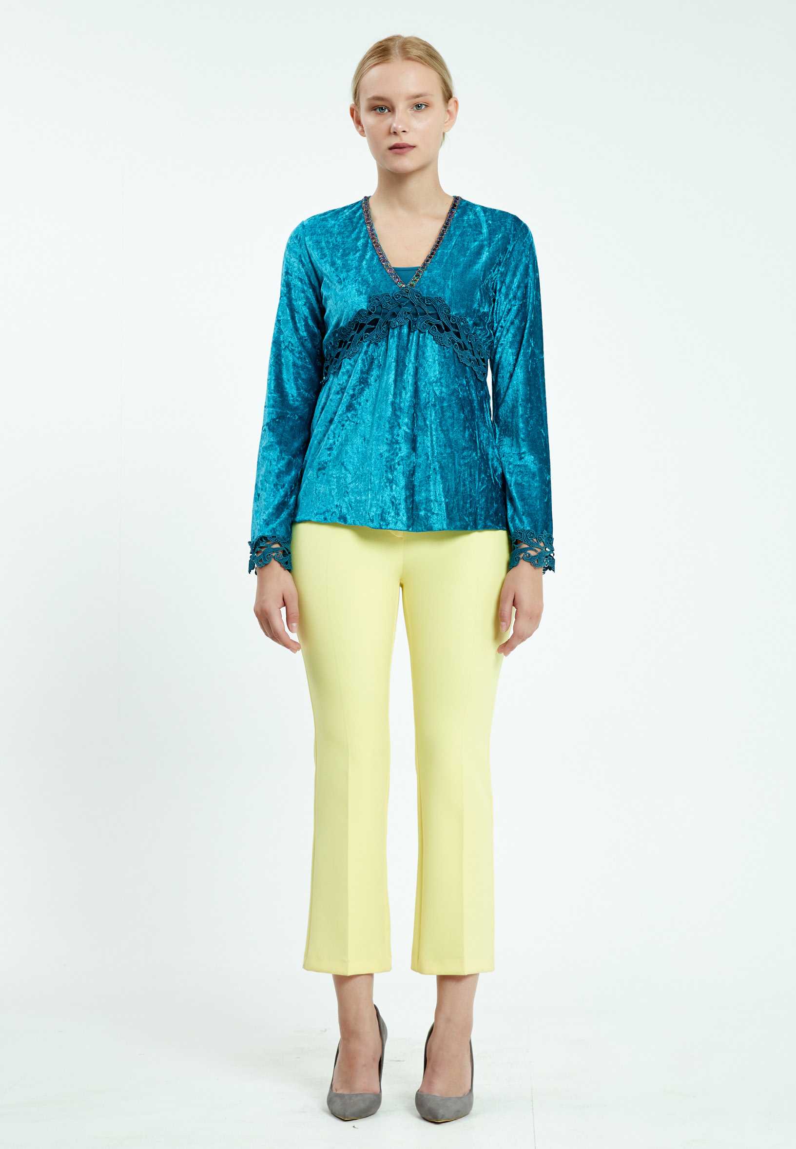 Long Sleeve Solid Color Regular Blouse ser2058 - Image 14