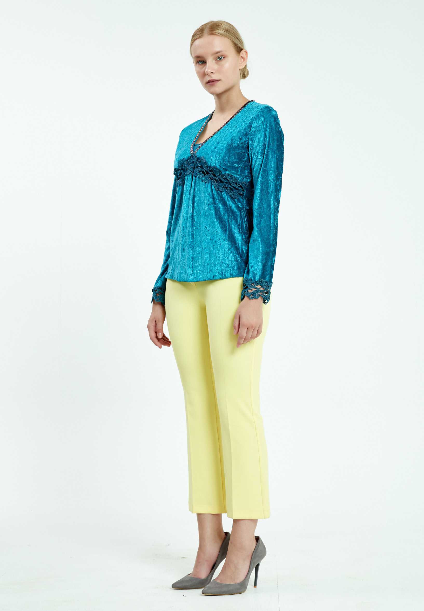 Long Sleeve Solid Color Regular Blouse ser2058 - Image 15