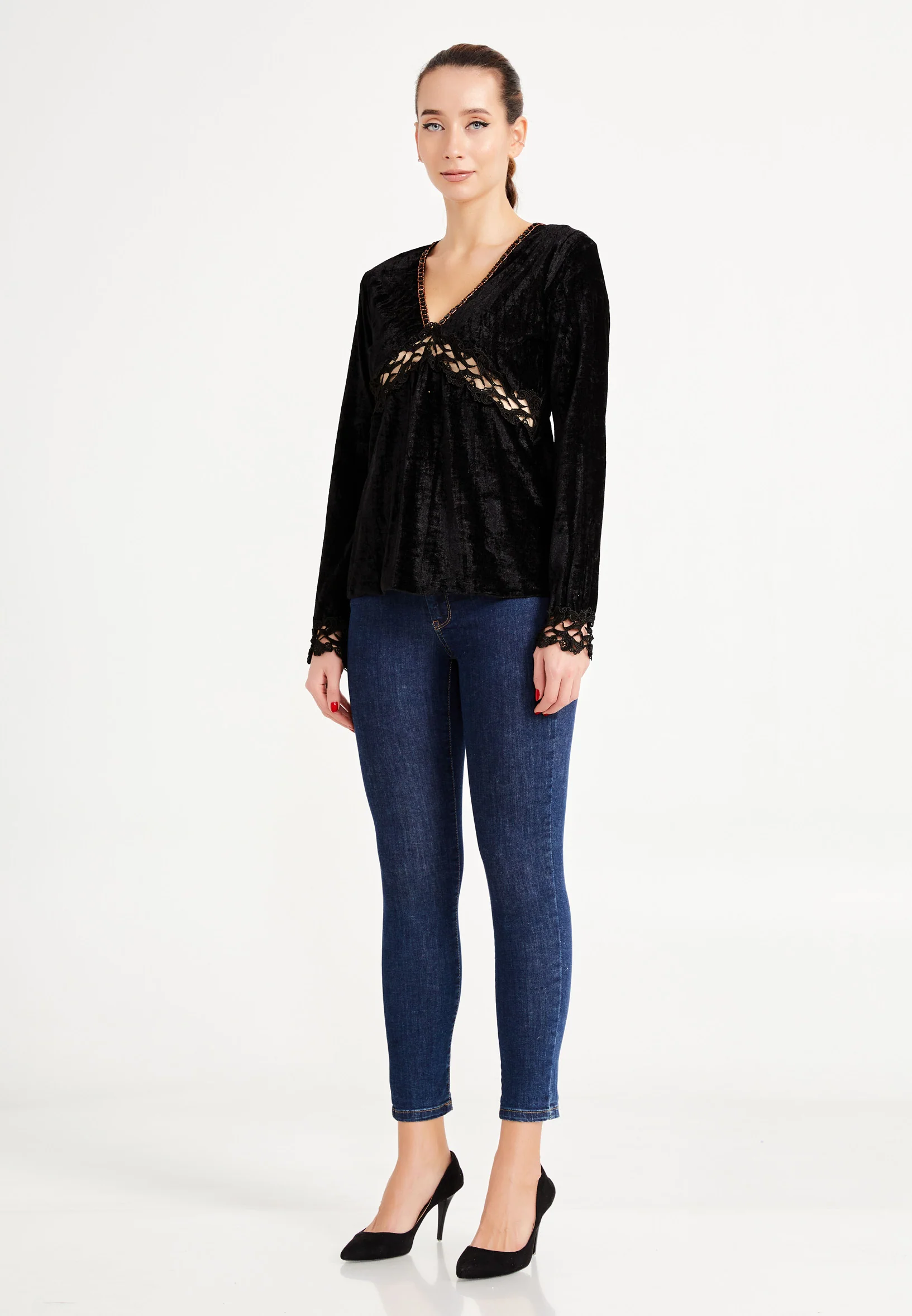 Long Sleeve Solid Color Regular Blouse ser2058 - Image 3