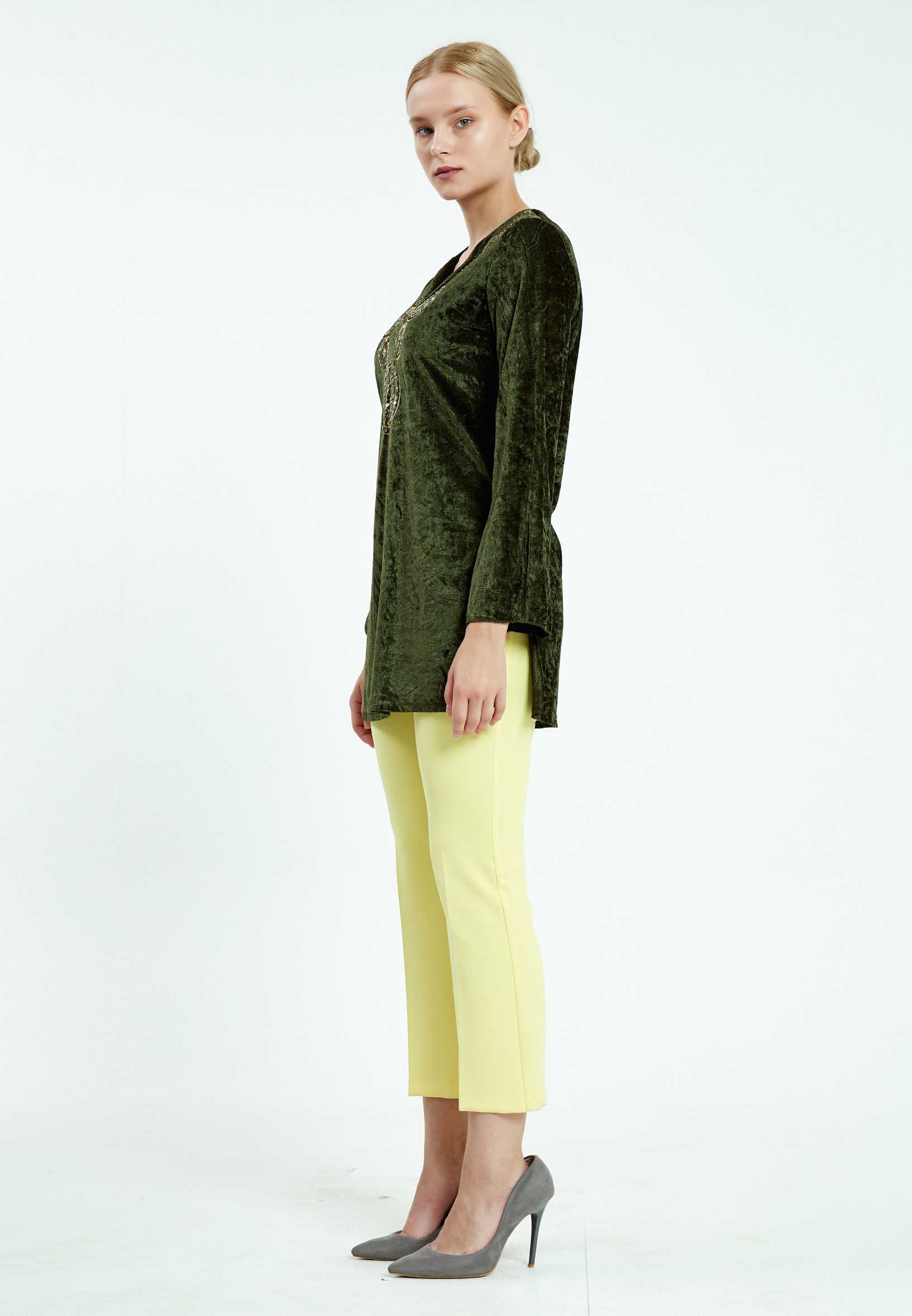 Long Sleeve Solid Color Regular Blouse ser2074 - Image 3
