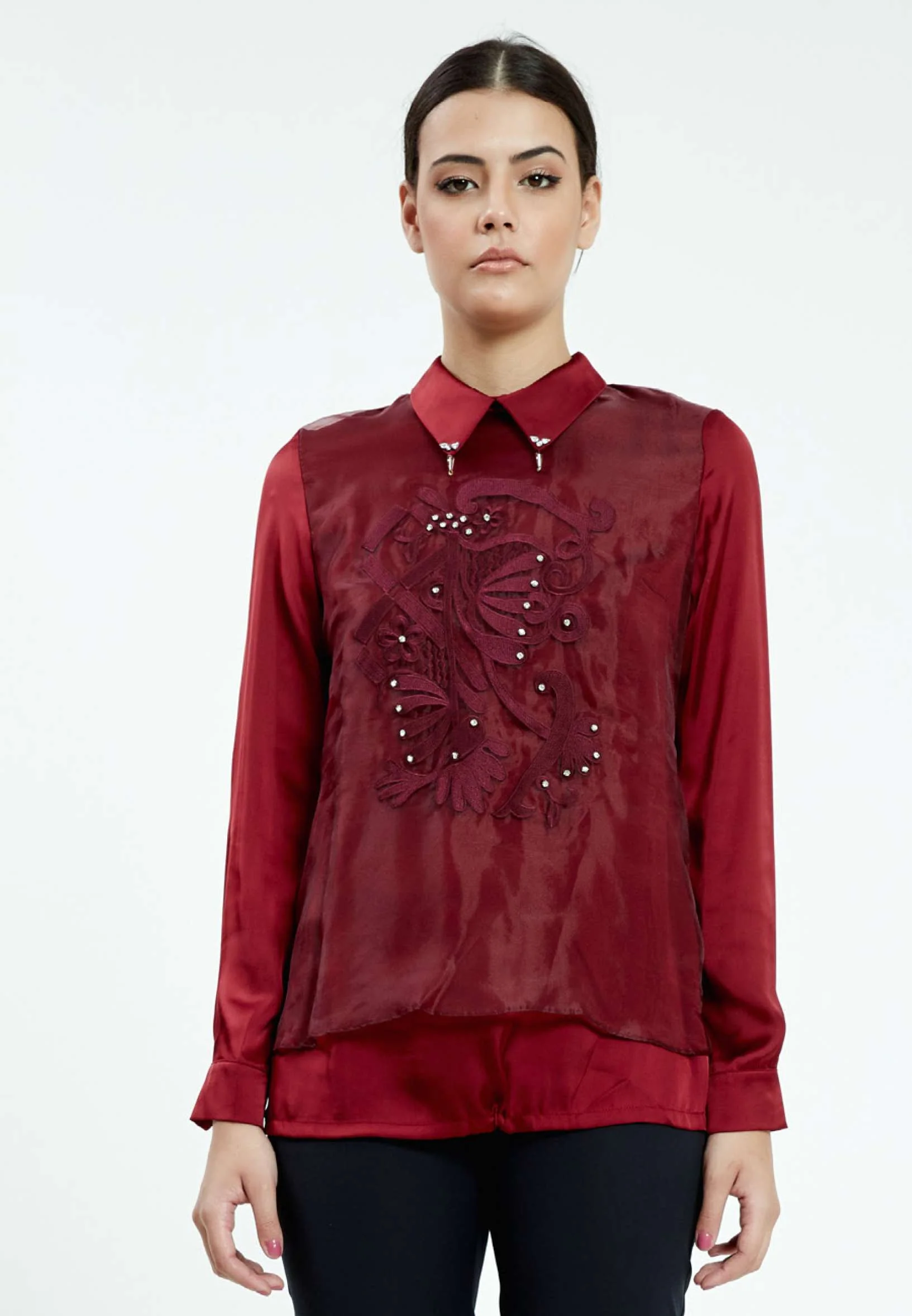 Long Sleeve Solid Color Regular Blouse ser21288