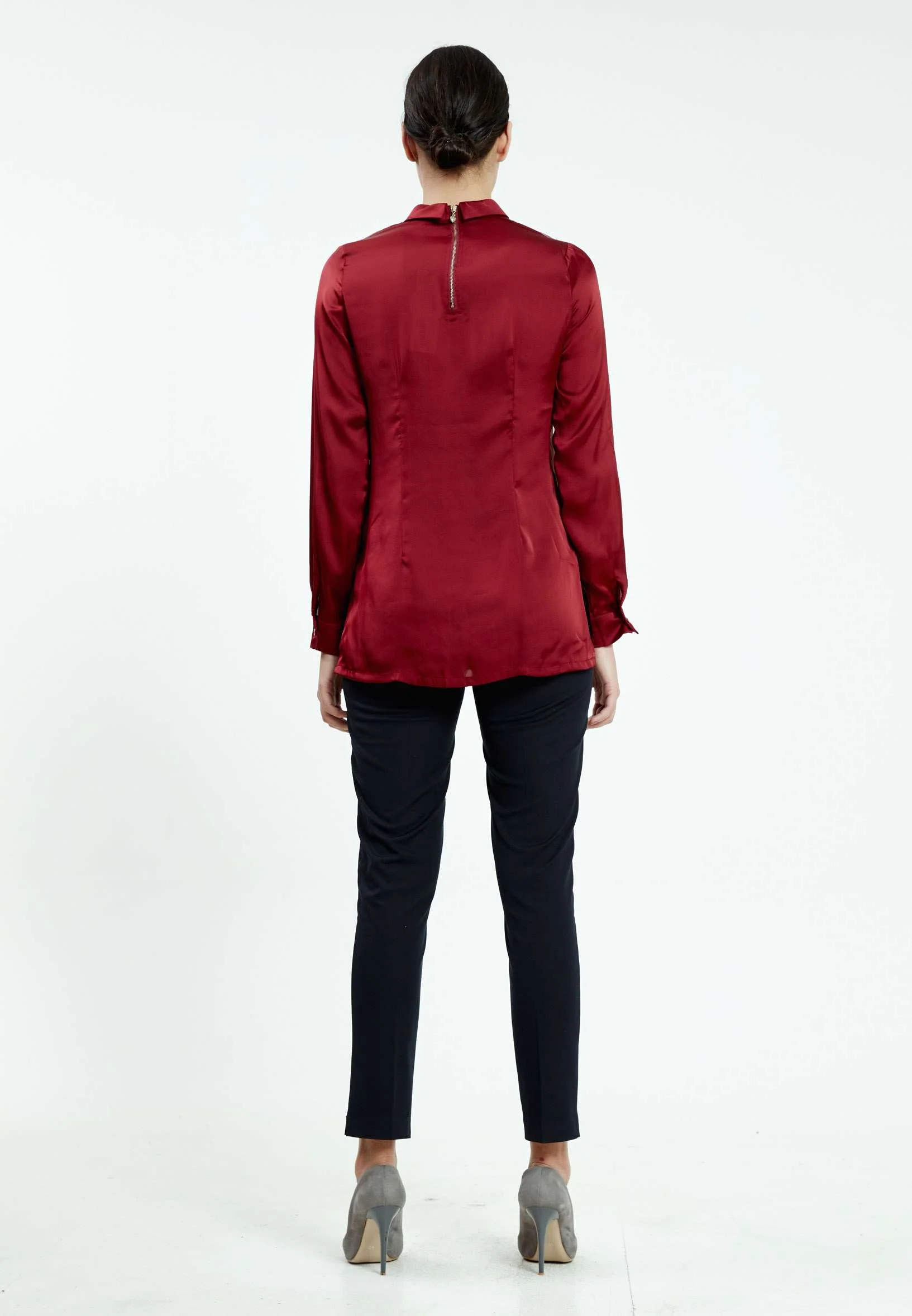 Long Sleeve Solid Color Regular Blouse ser21288 - Image 3