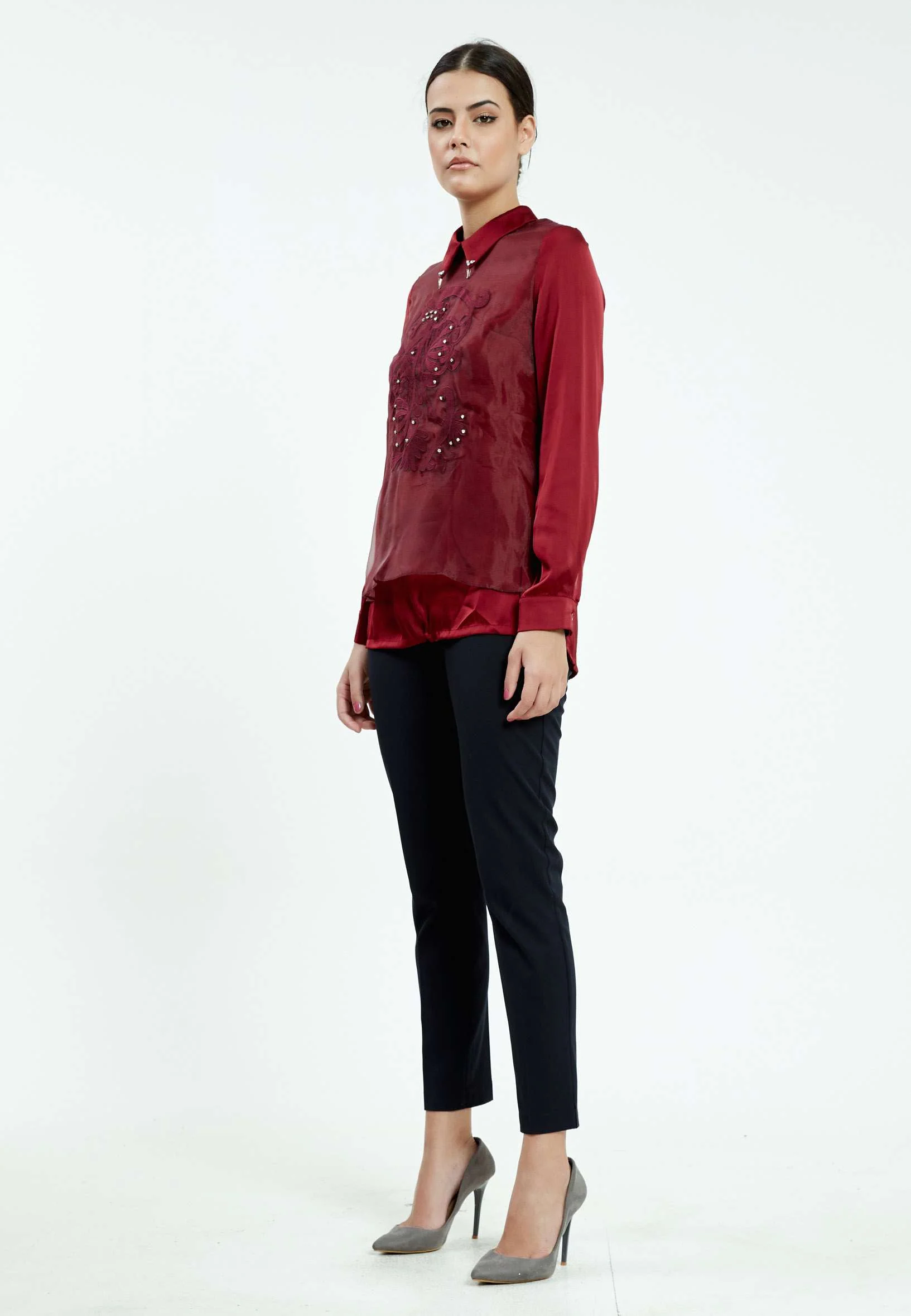 Long Sleeve Solid Color Regular Blouse ser21288 - Image 4