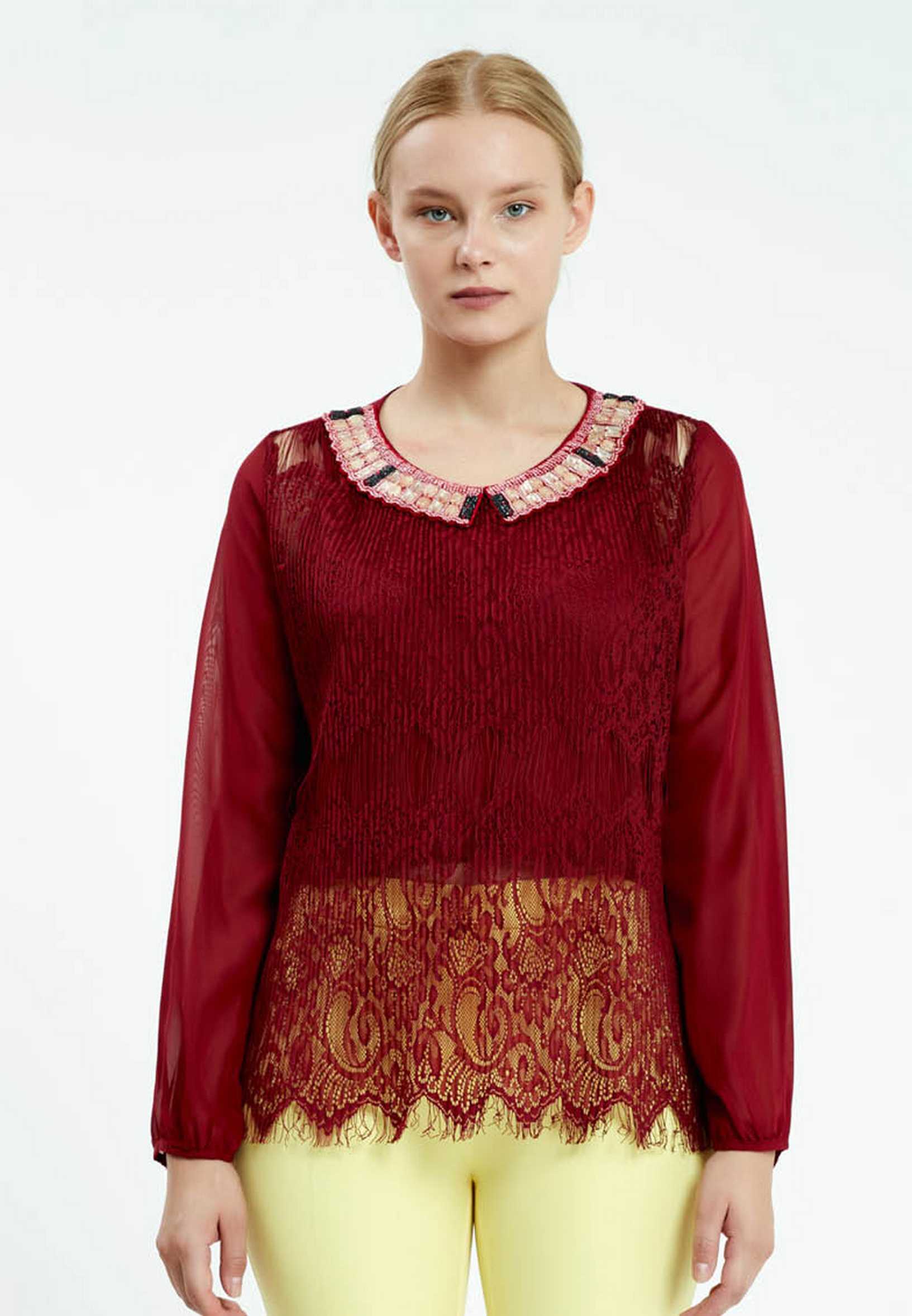 Long Sleeve Solid Color Regular Blouse ser21343