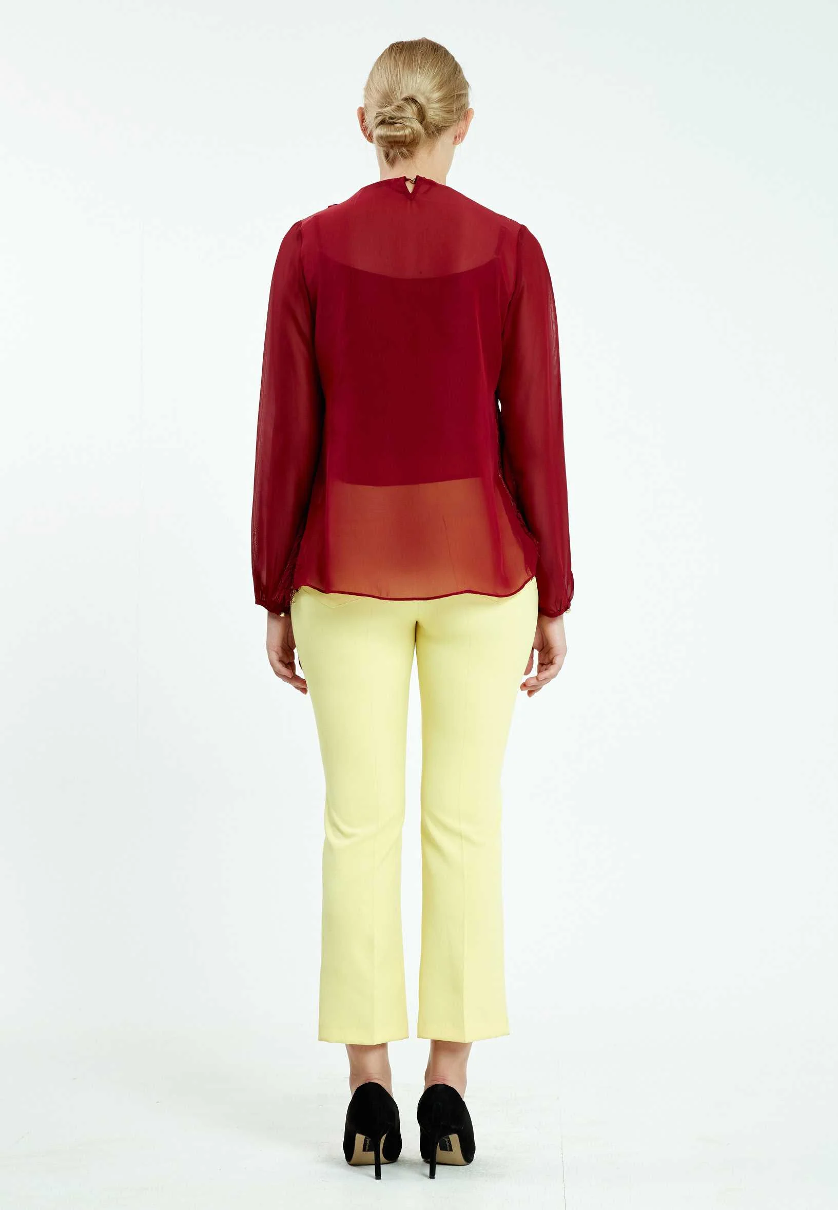 Long Sleeve Solid Color Regular Blouse ser21343 - Image 4