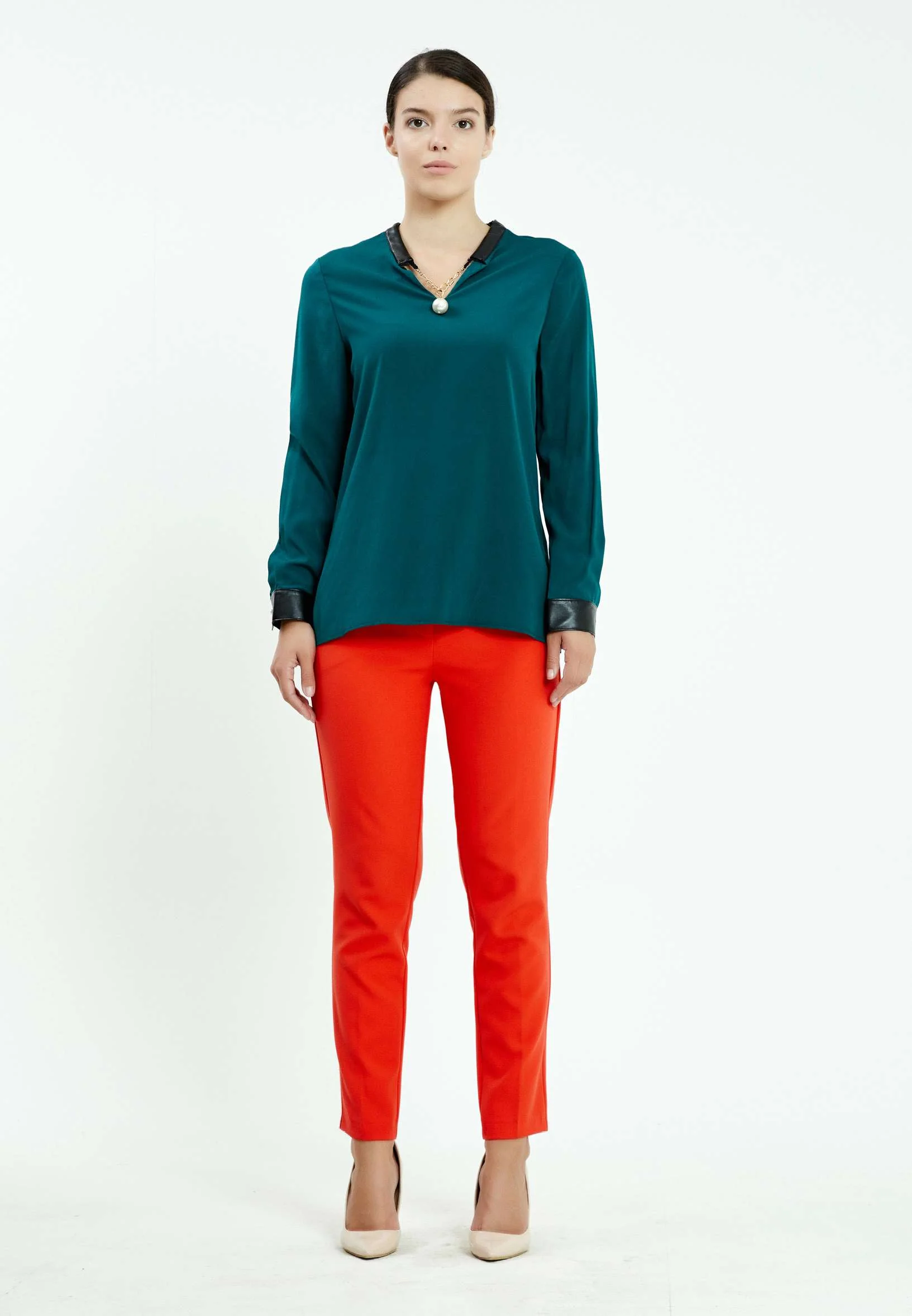 Long Sleeve Solid Color Regular Blouse ser21668 - Image 2