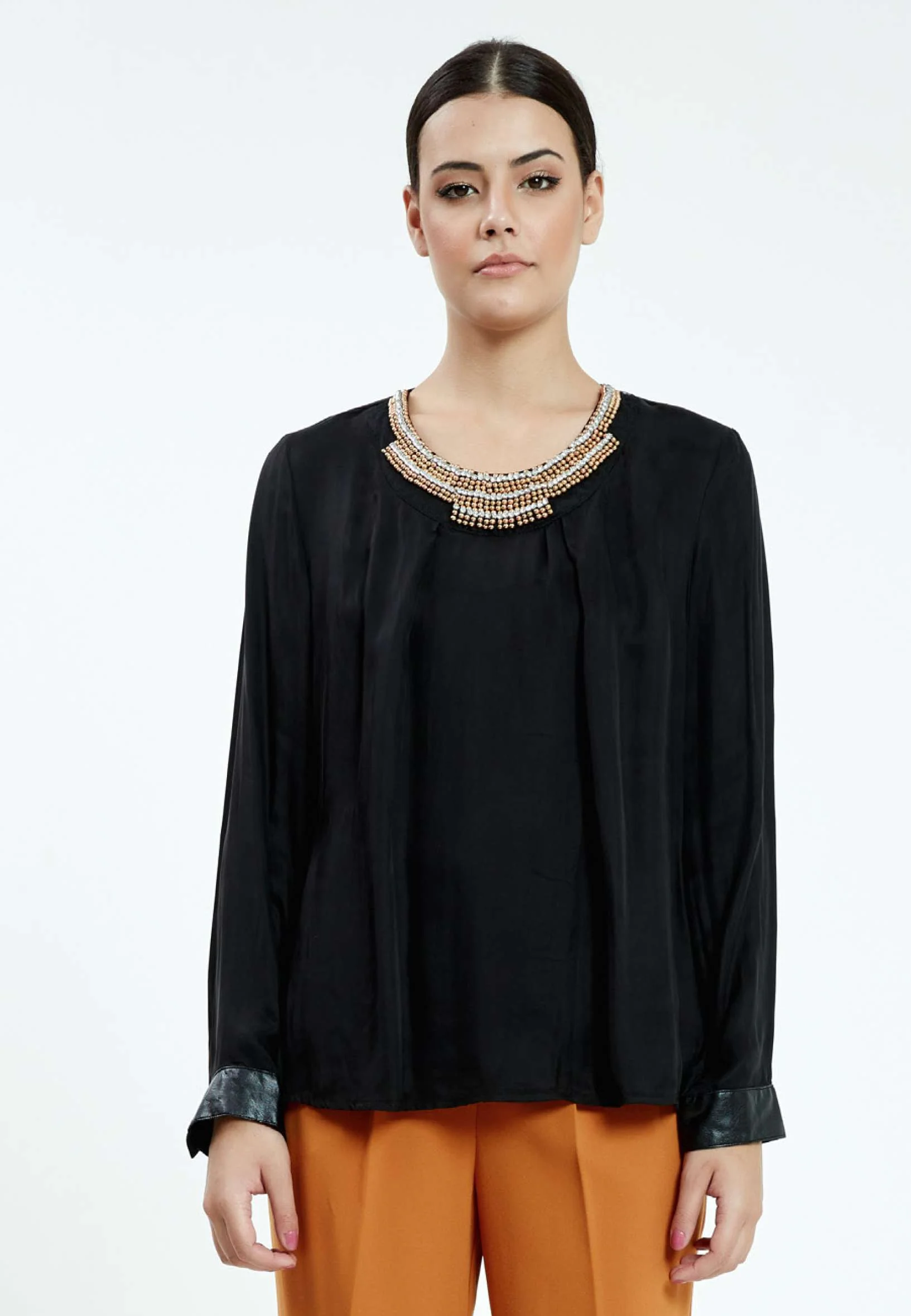 Long Sleeve Solid Color Regular Blouse ser23270