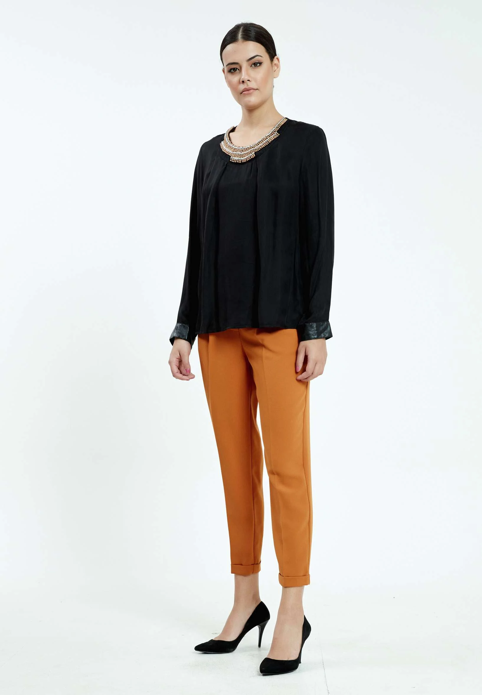 Long Sleeve Solid Color Regular Blouse ser23270 - Image 3