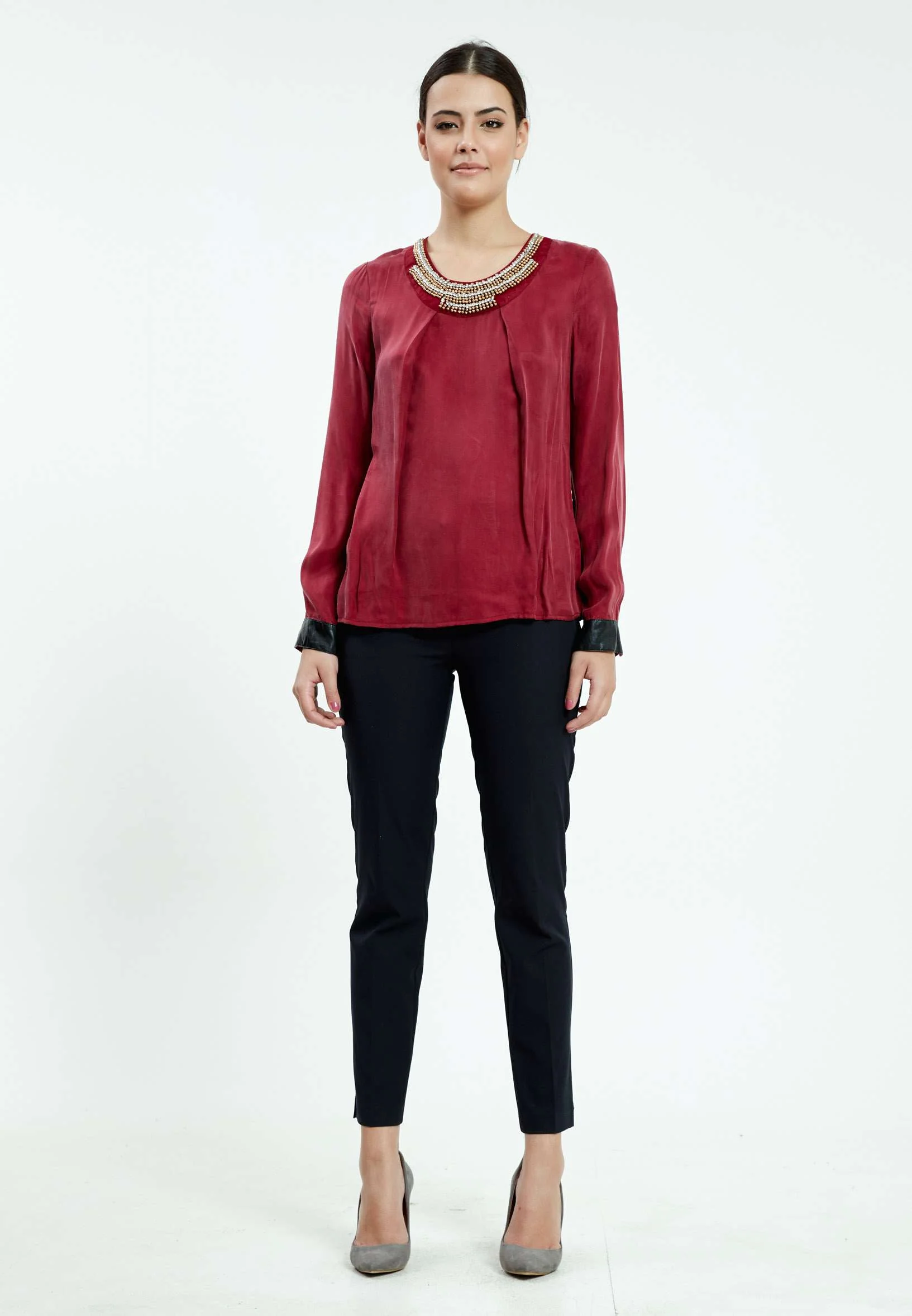 Long Sleeve Solid Color Regular Blouse ser23270 - Image 6