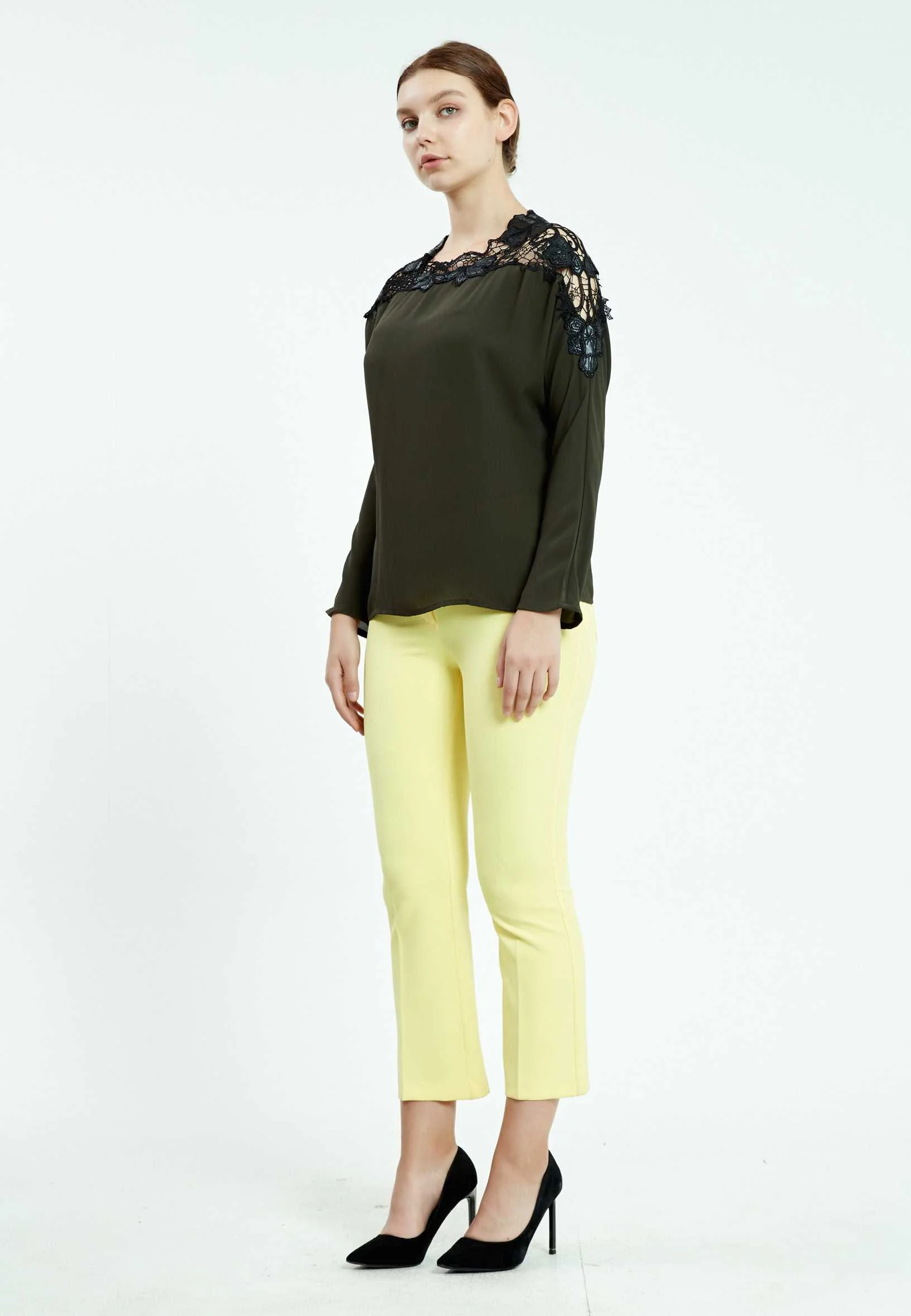 Long Sleeve Solid Color Regular Blouse ser25539 - Image 12