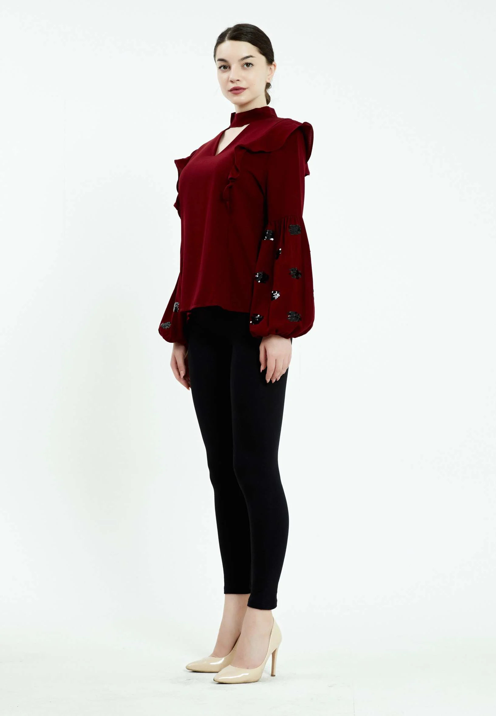 Long Sleeve Solid Color Regular Blouse ser27613 - Image 4