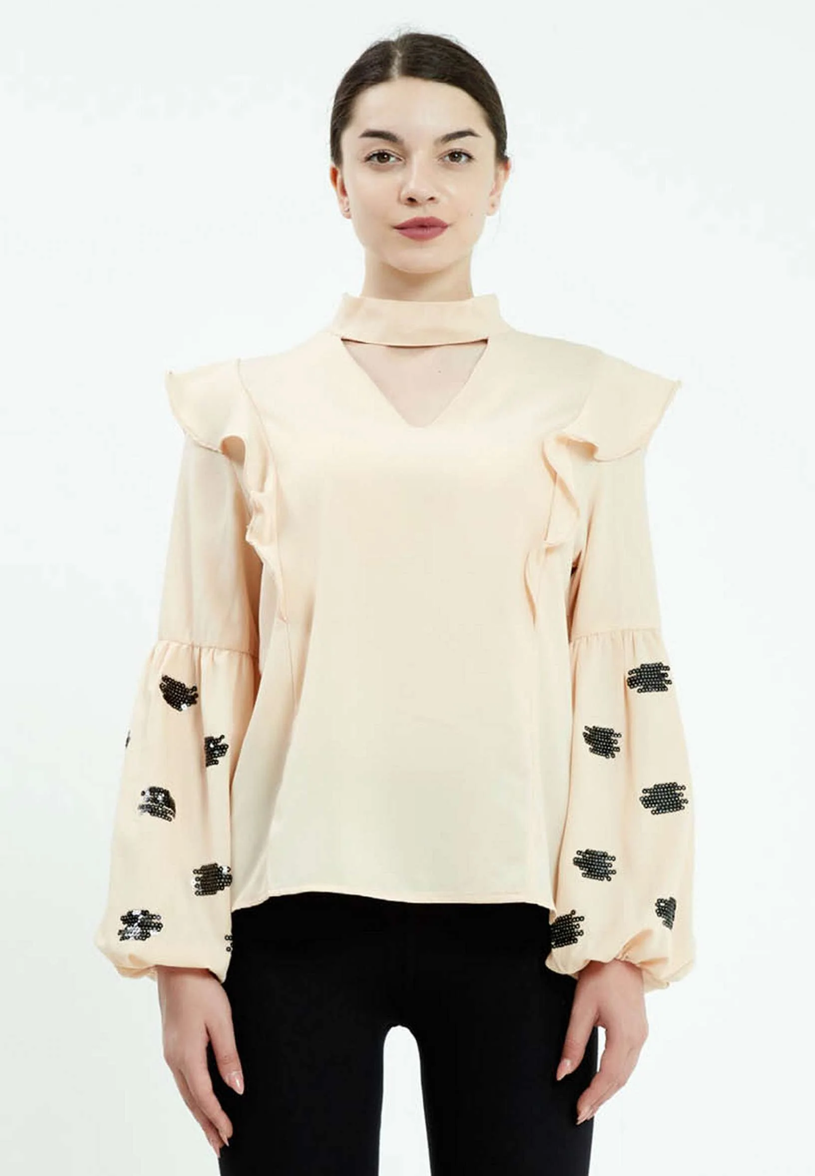 Long Sleeve Solid Color Regular Blouse ser27613 - Image 5