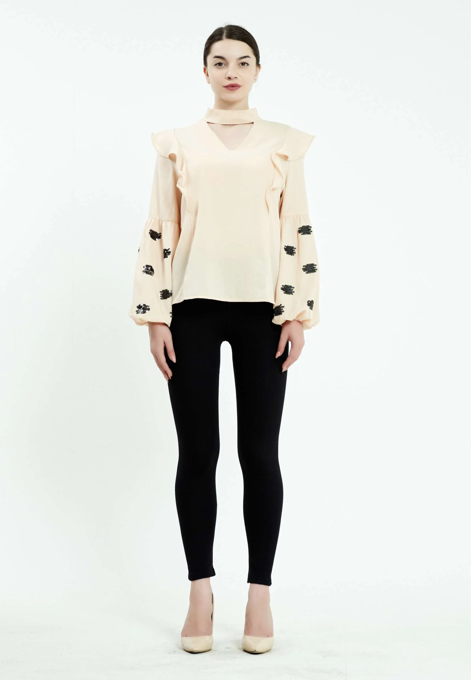 Long Sleeve Solid Color Regular Blouse ser27613 - Image 6