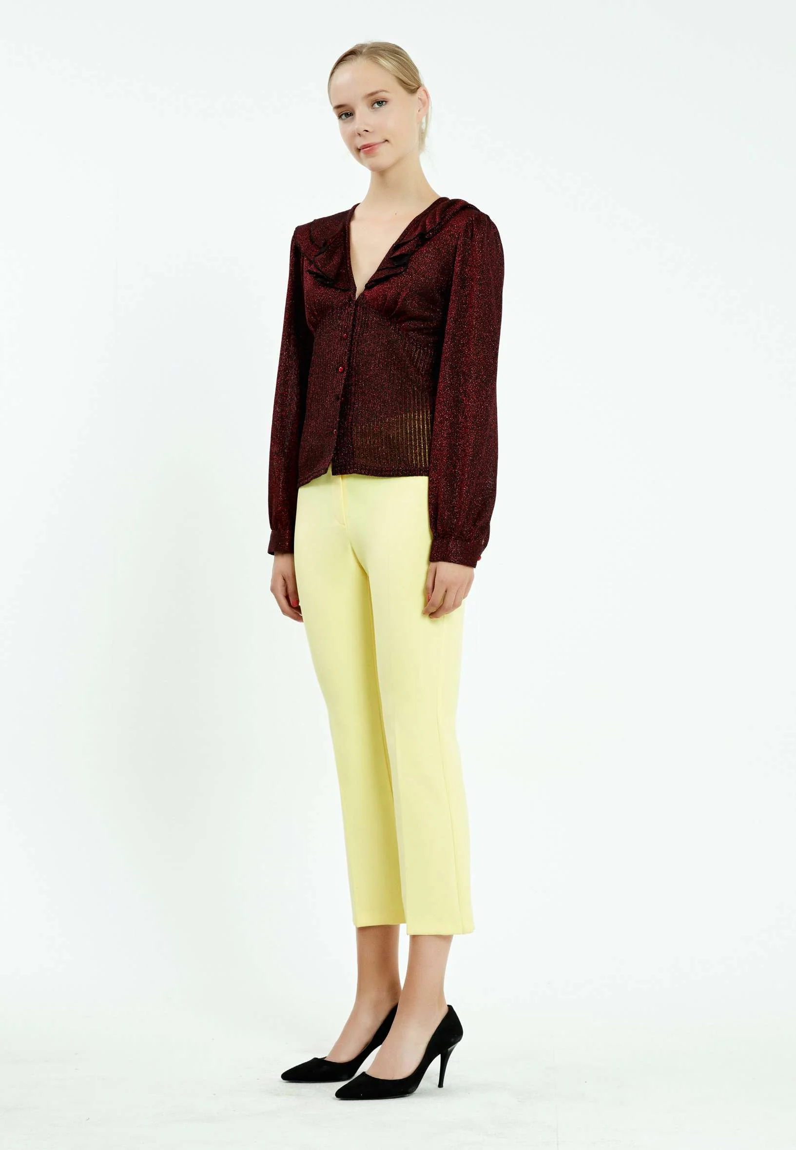 Long Sleeve Solid Color Regular Blouse ser7973 - Image 15