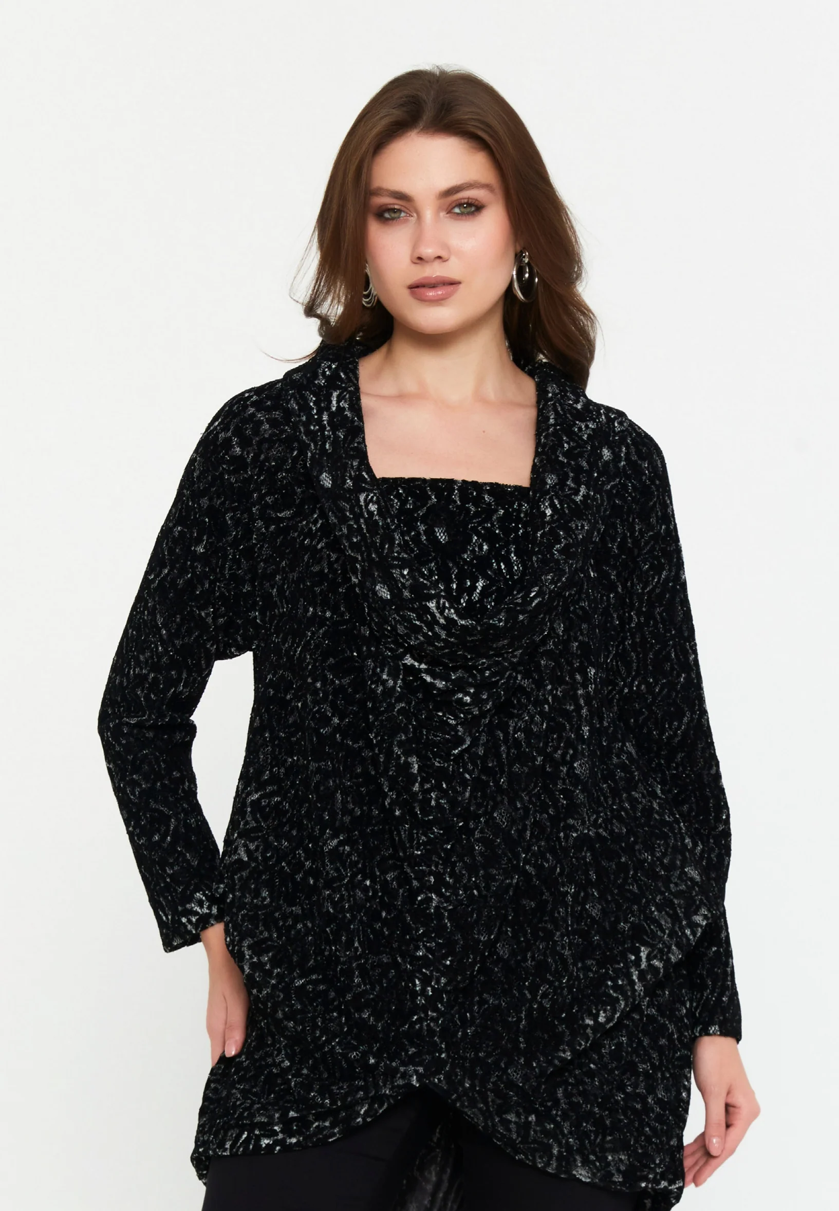 Long Sleeve Solid Color Regular Blouse sers13257 - Image 5