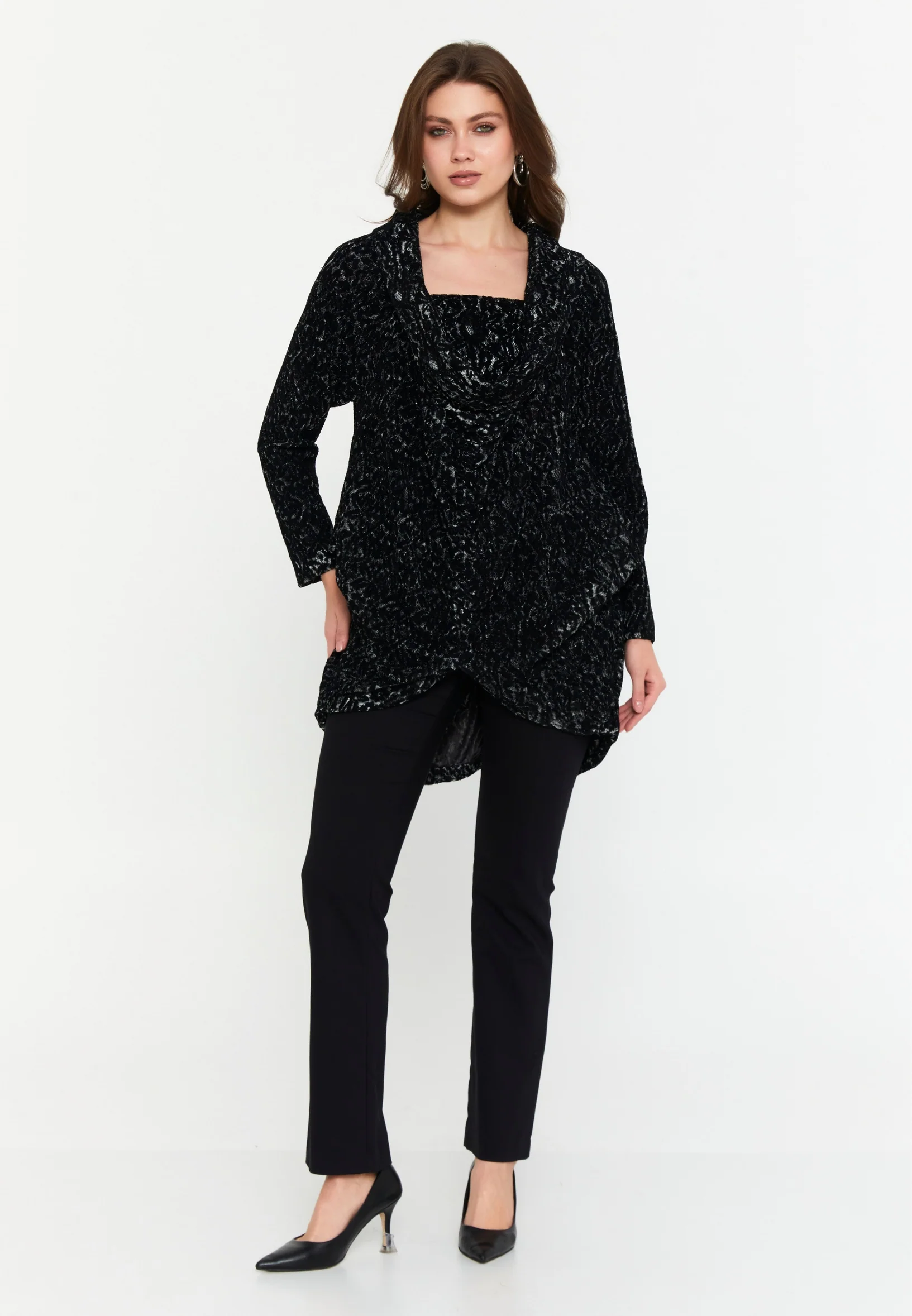 Long Sleeve Solid Color Regular Blouse sers13257 - Image 6