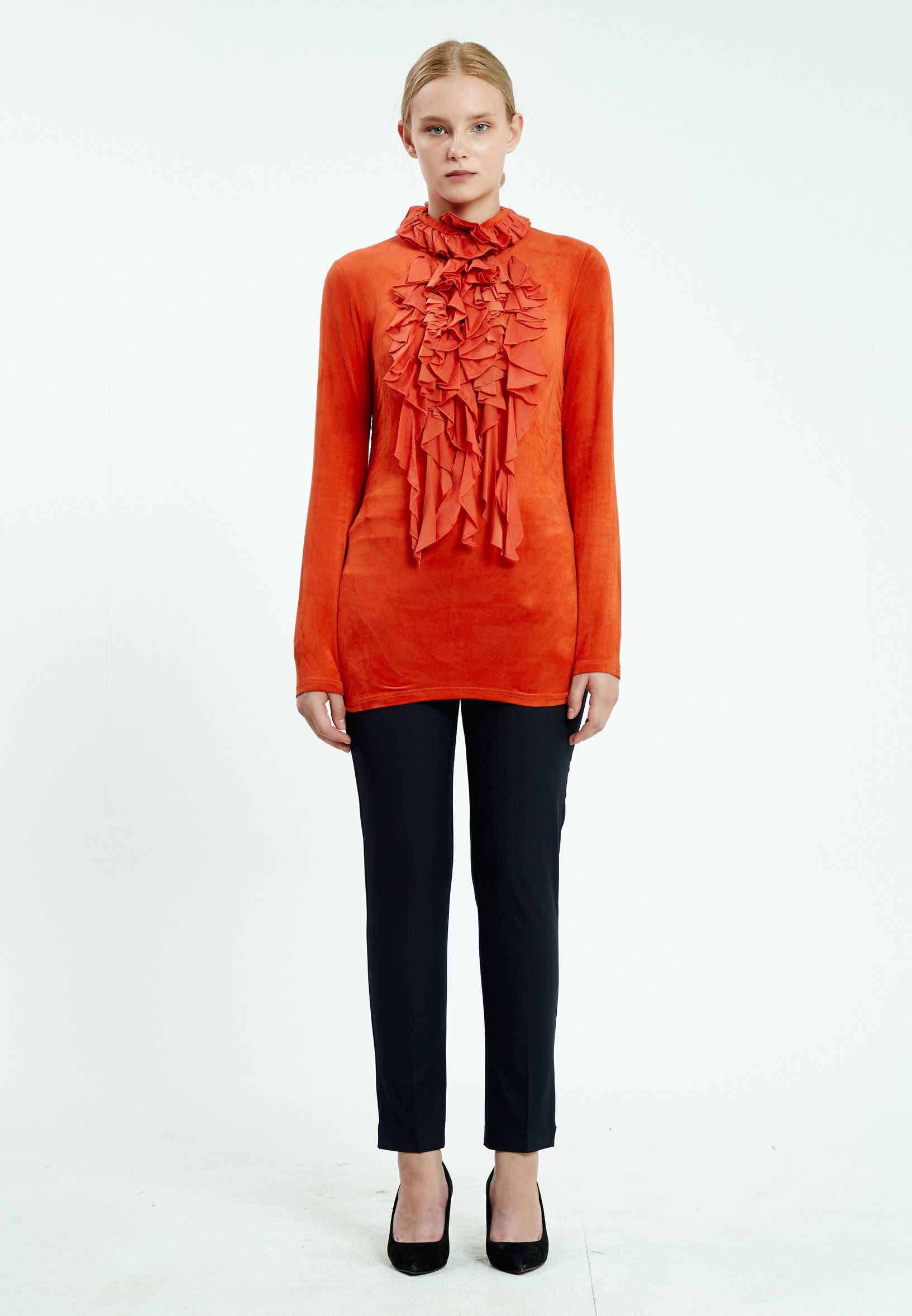Long Sleeve Solid Color Regular Blouse sers13333 - Image 2