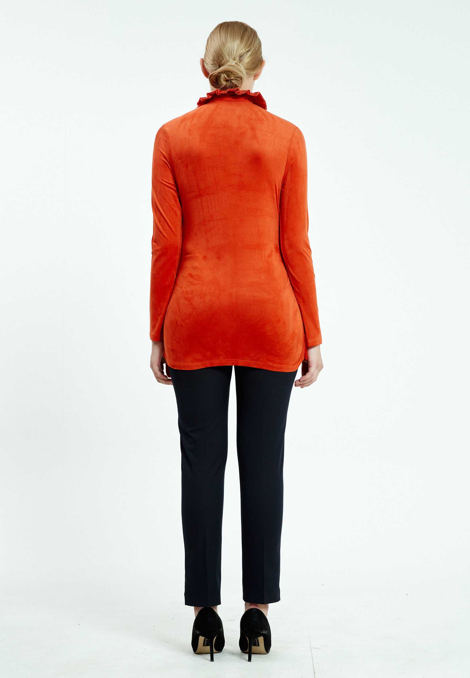 Long Sleeve Solid Color Regular Blouse sers13333 - Image 4