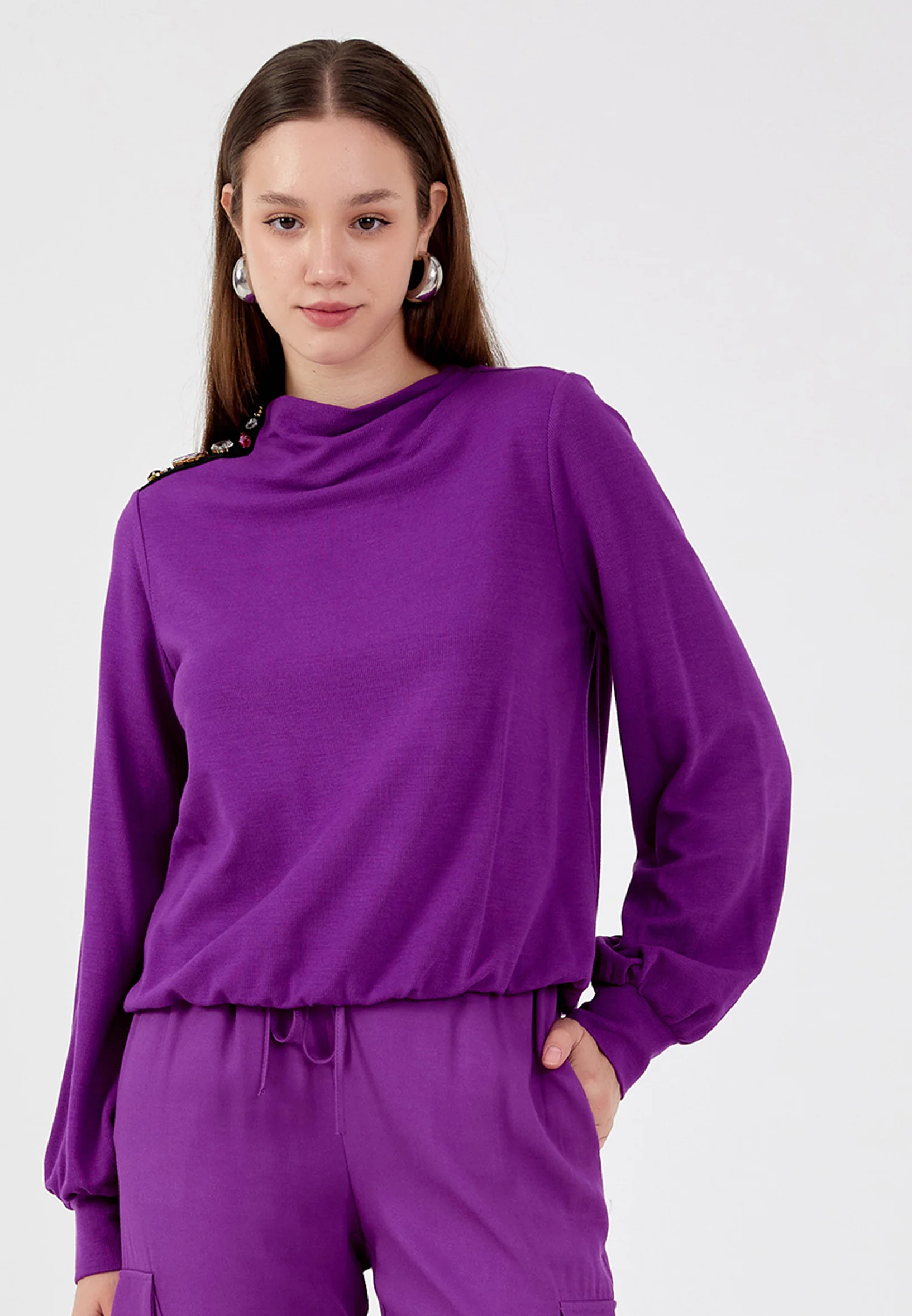 Long Sleeve Solid Color Regular Blouse shu23sk04057 - Image 9