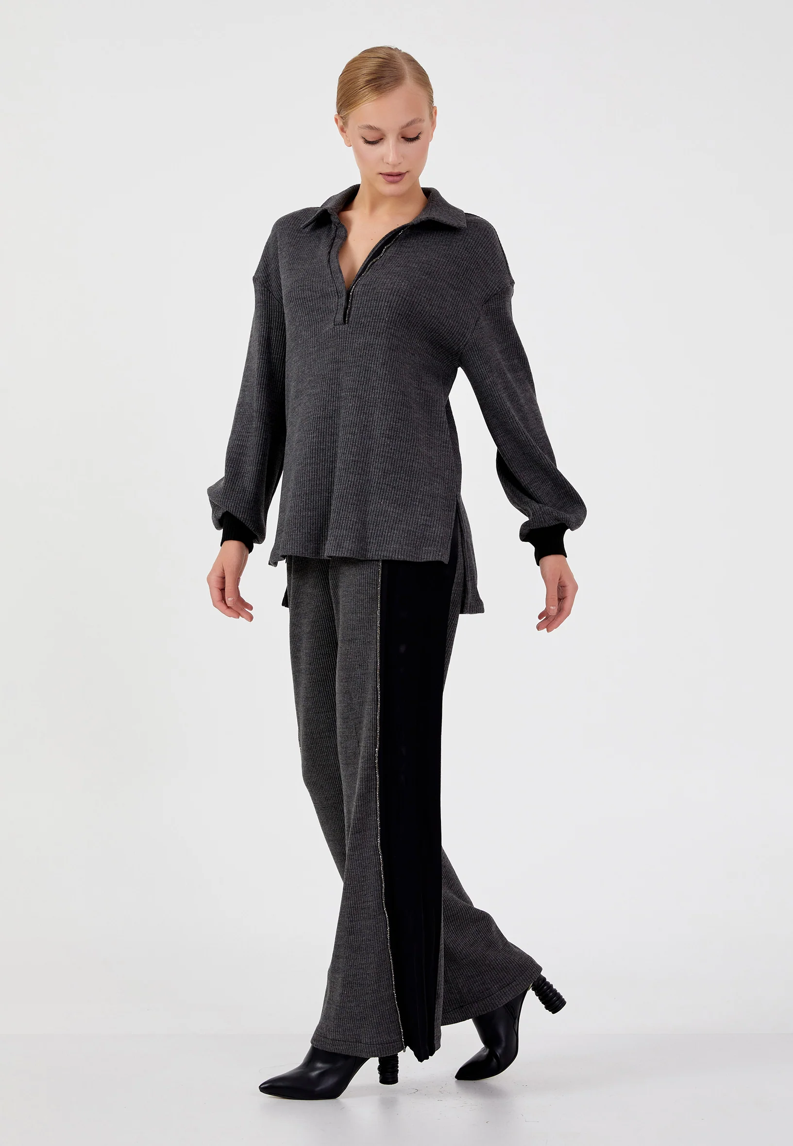 Long Sleeve Solid Color Regular Blouse shu23sk04062 - Image 3