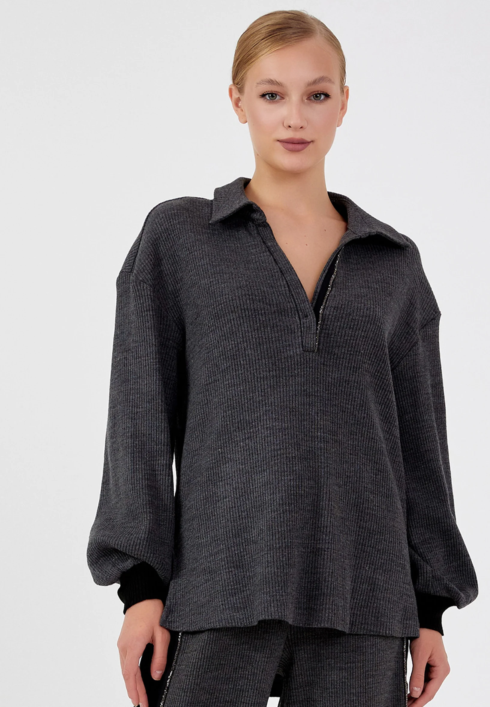 Long Sleeve Solid Color Regular Blouse shu23sk04062 - Image 4
