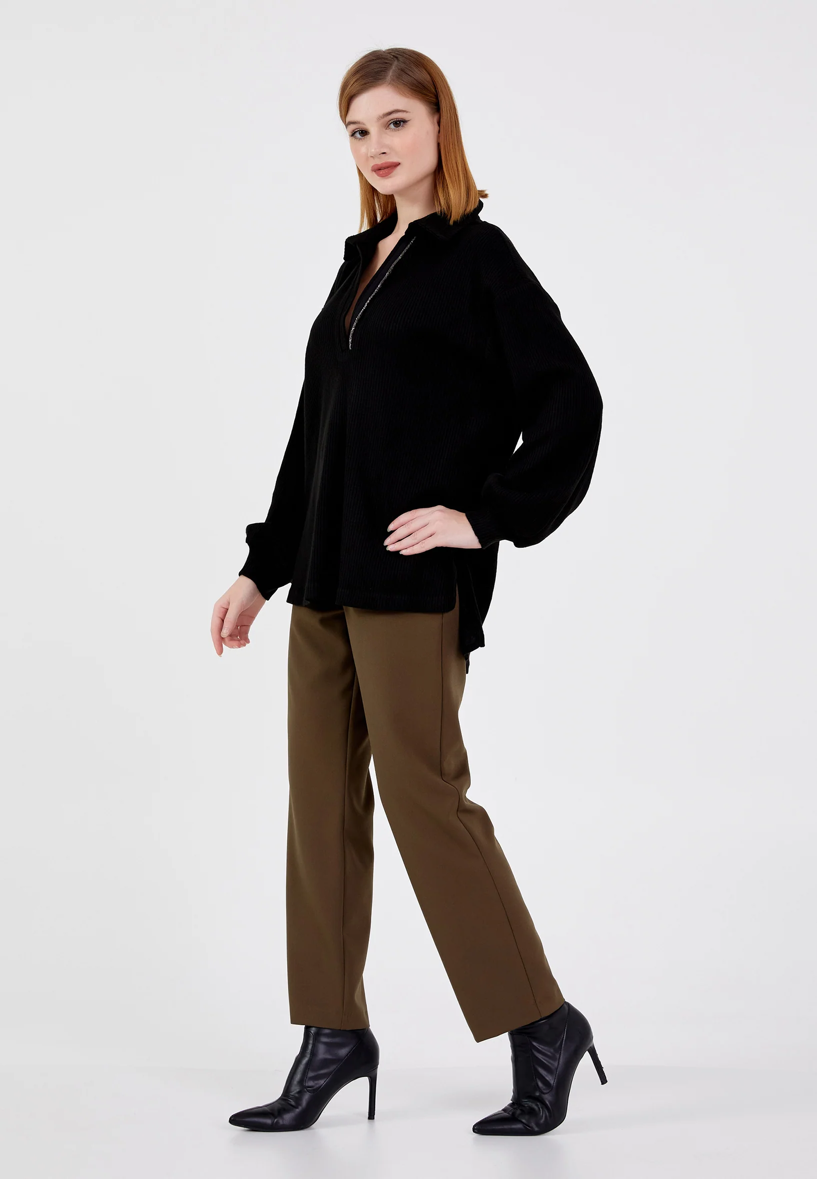 Long Sleeve Solid Color Regular Blouse shu23sk04062 - Image 7
