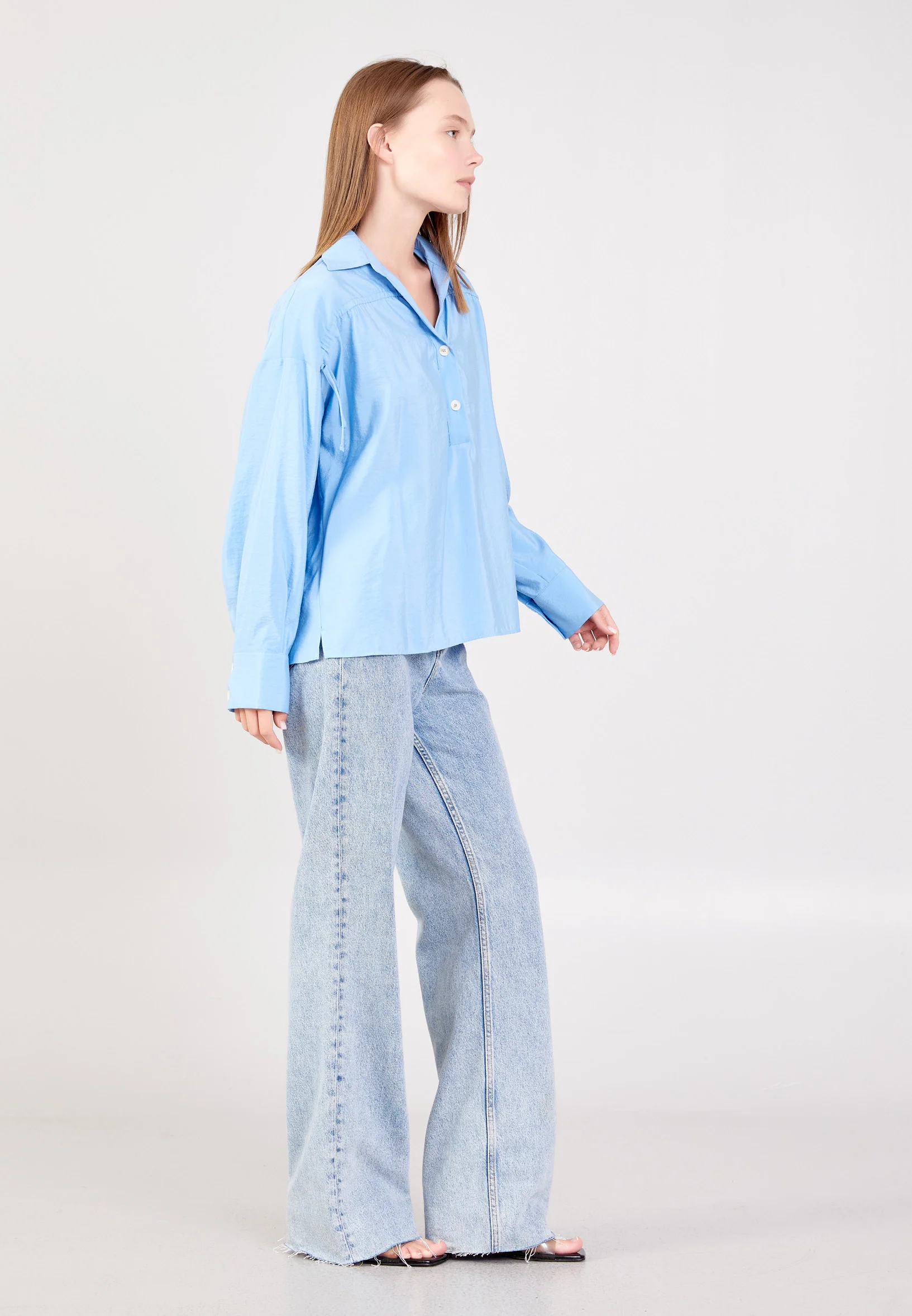 Long Sleeve Solid Color Regular Shirt ber23y4108 - Image 3