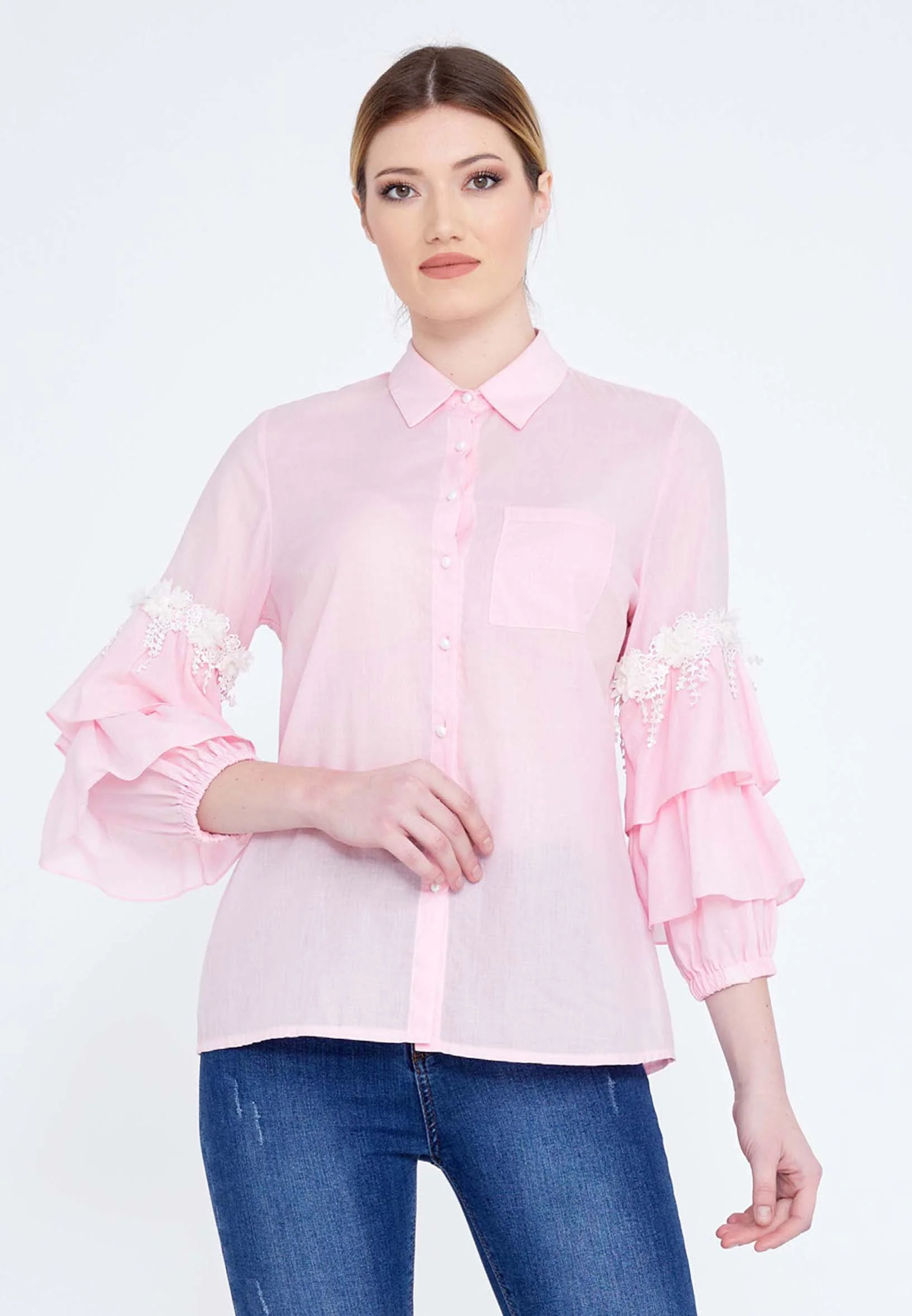 Long Sleeve Solid Color Regular Shirt fev14147 - Image 4