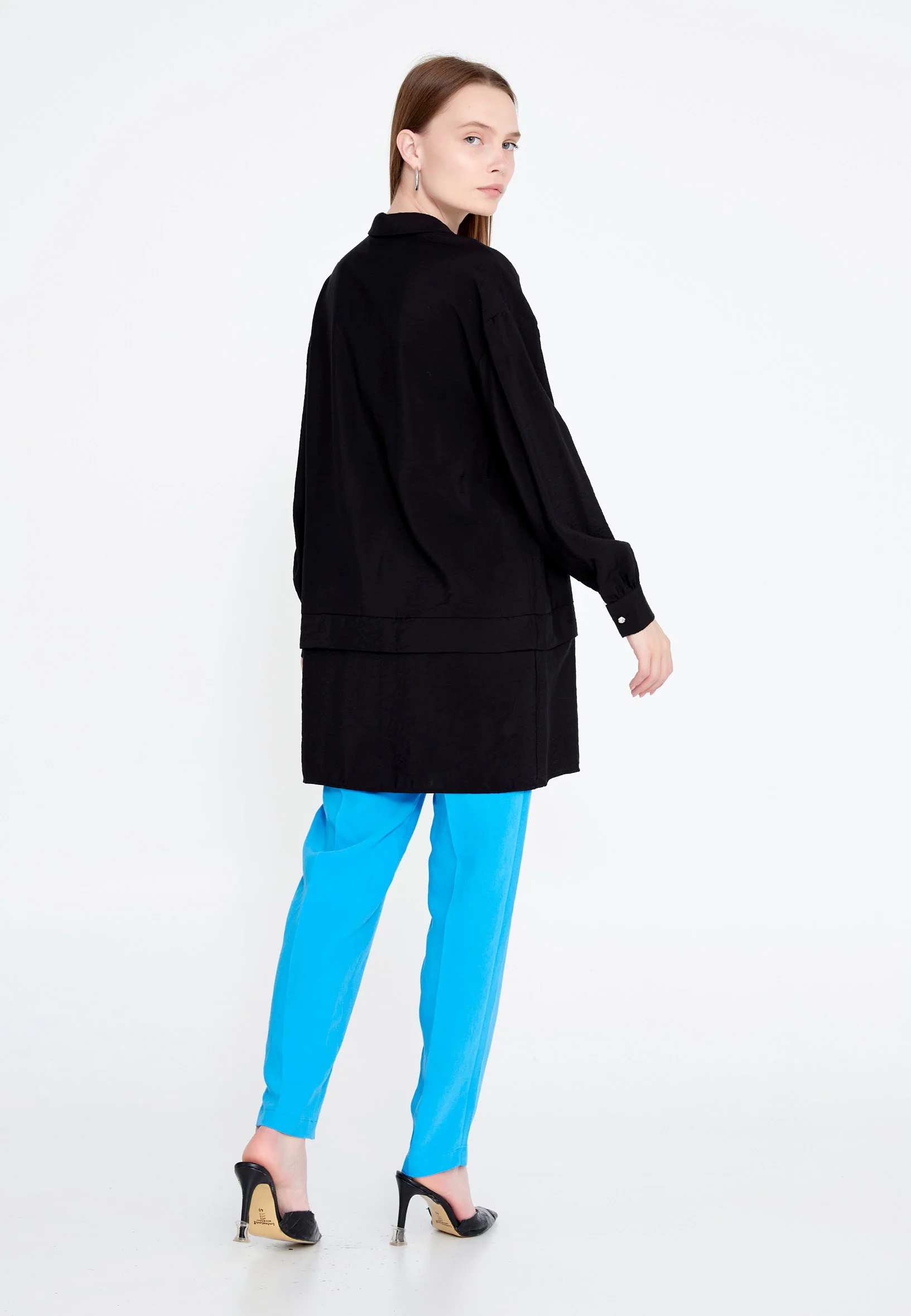 Long Sleeve Solid Color Regular Tunic huk23y04b084 - Image 3
