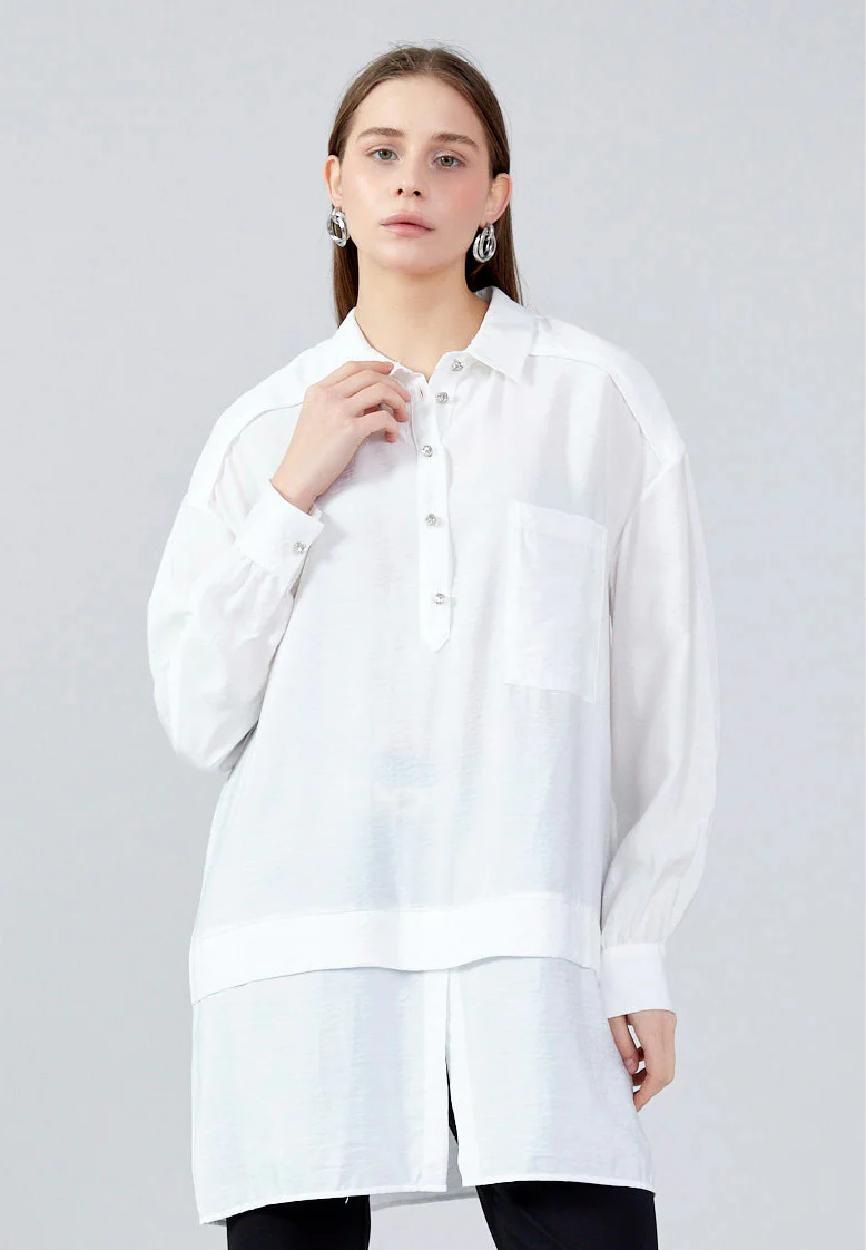 Long Sleeve Solid Color Regular Tunic huk23y04b084 - Image 5