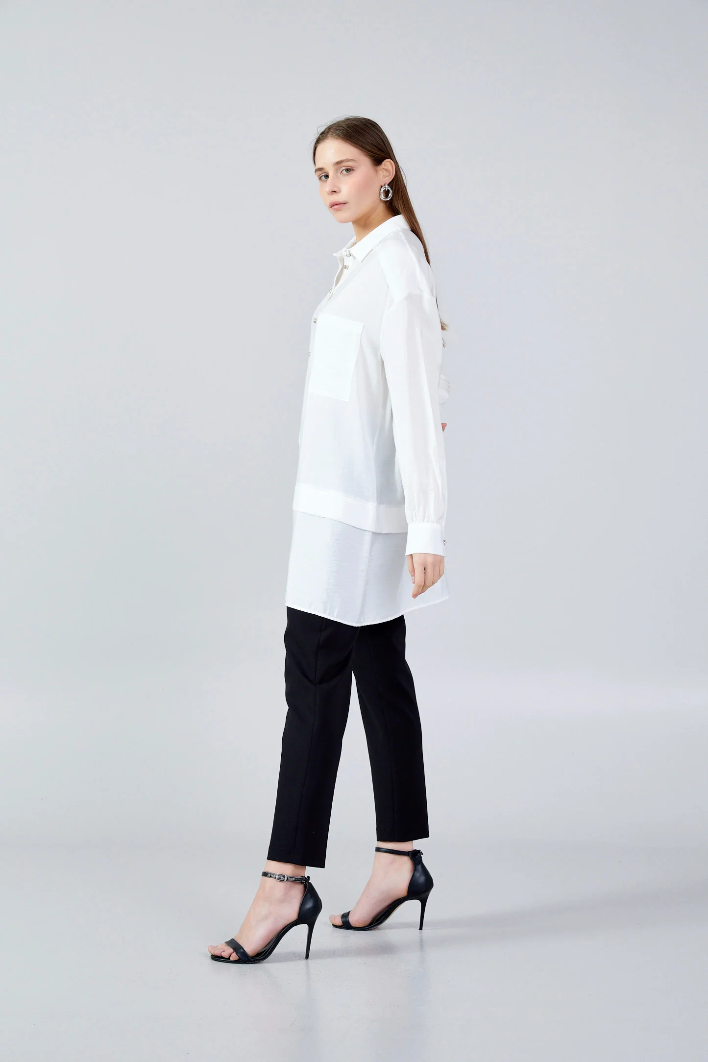 Long Sleeve Solid Color Regular Tunic huk23y04b084 - Image 8
