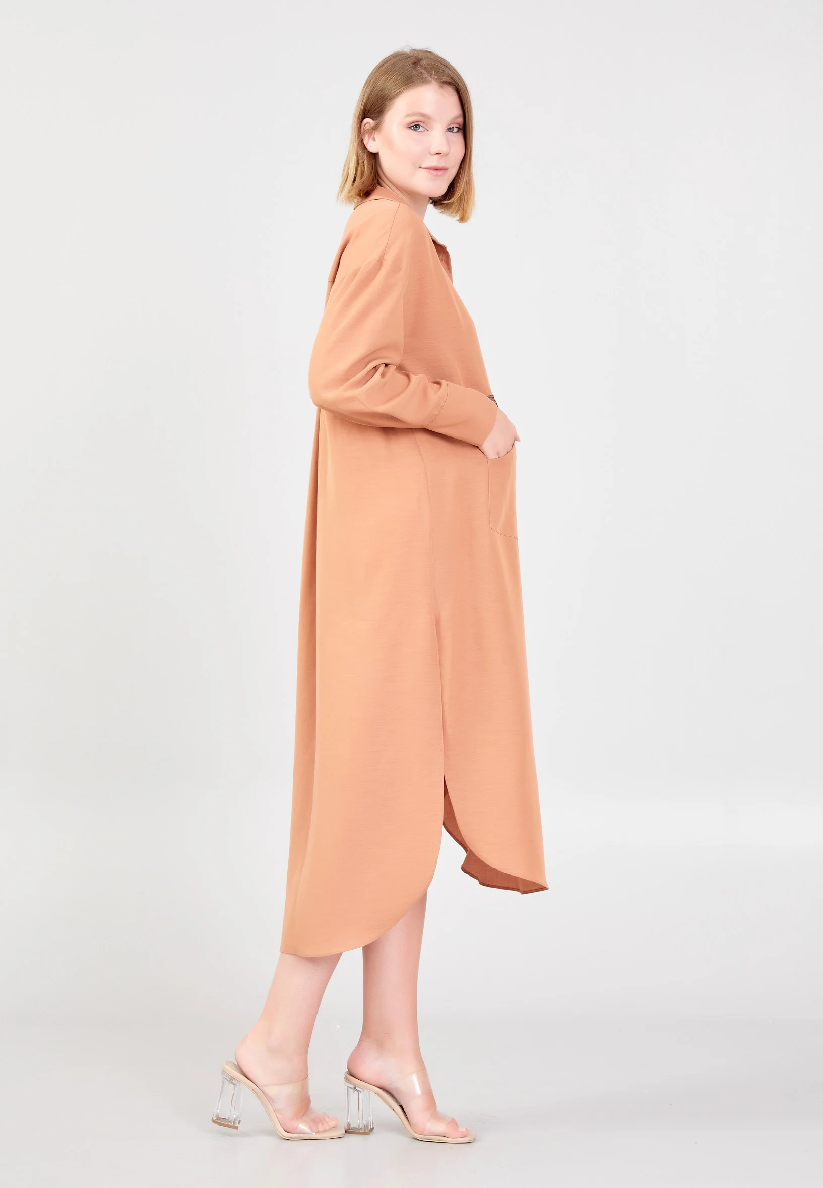 Long Sleeve Solid Color Regular Tunic huk23y08n010 - Image 4