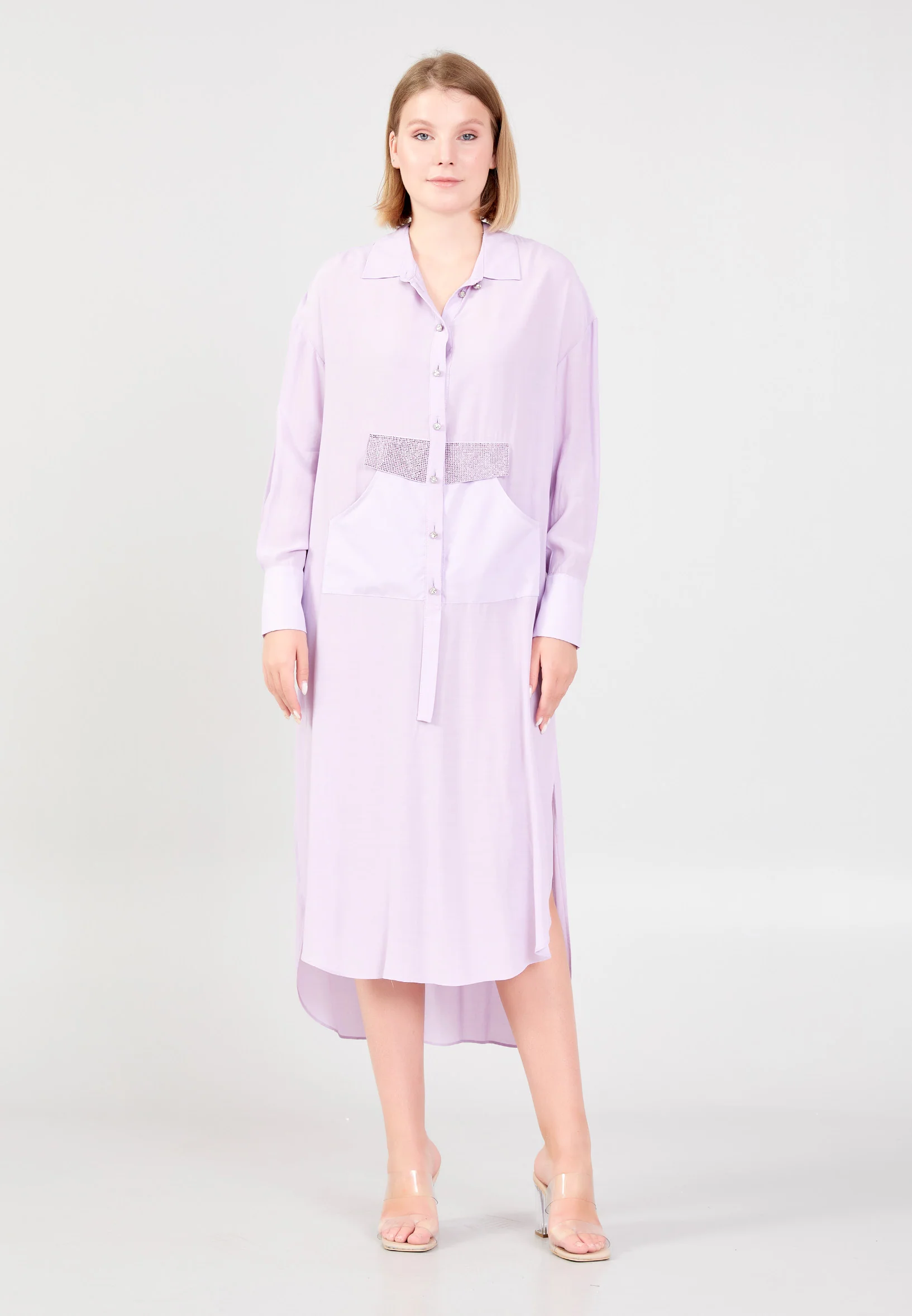 Long Sleeve Solid Color Regular Tunic huk23y08n010 - Image 6