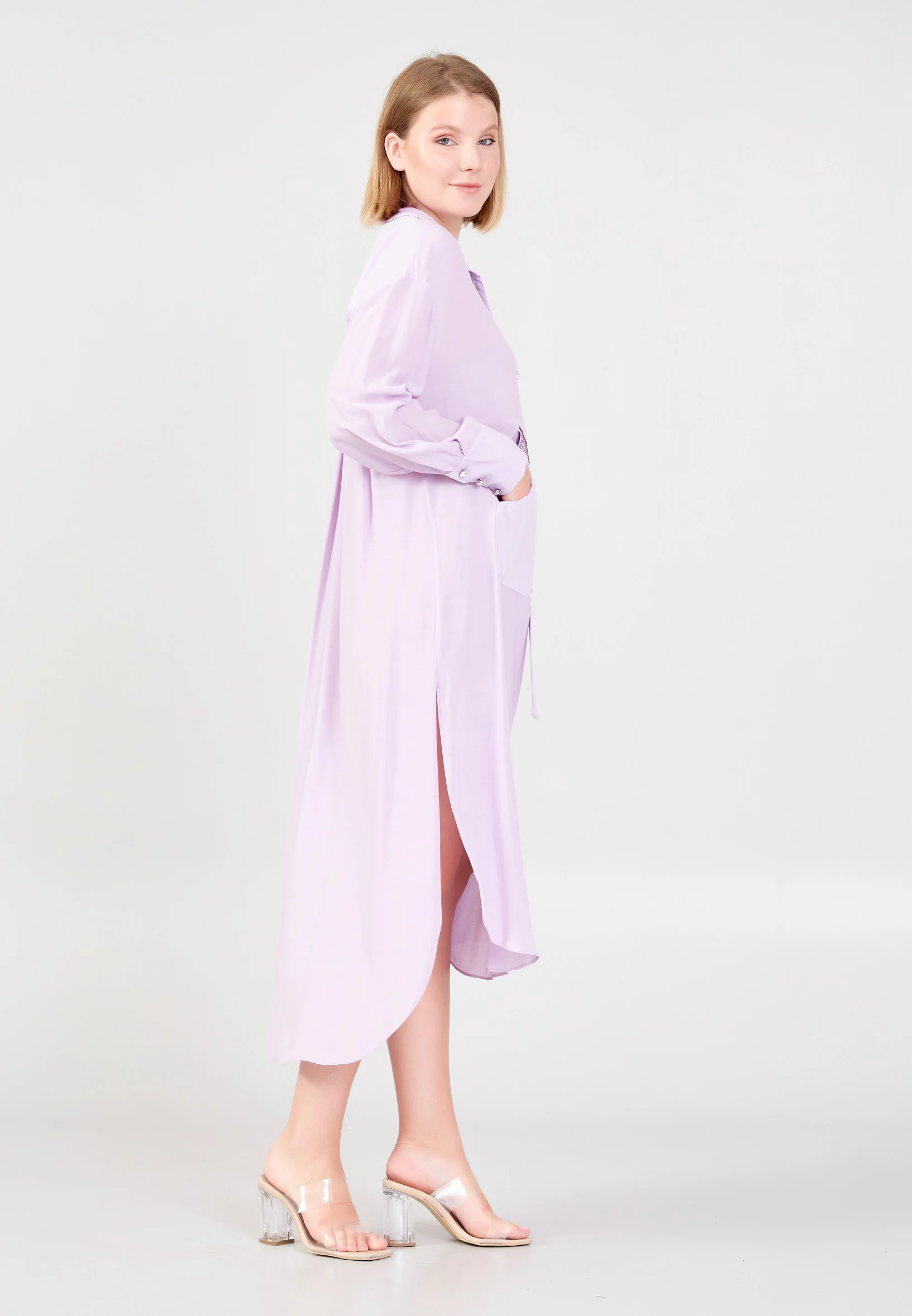 Long Sleeve Solid Color Regular Tunic huk23y08n010 - Image 8