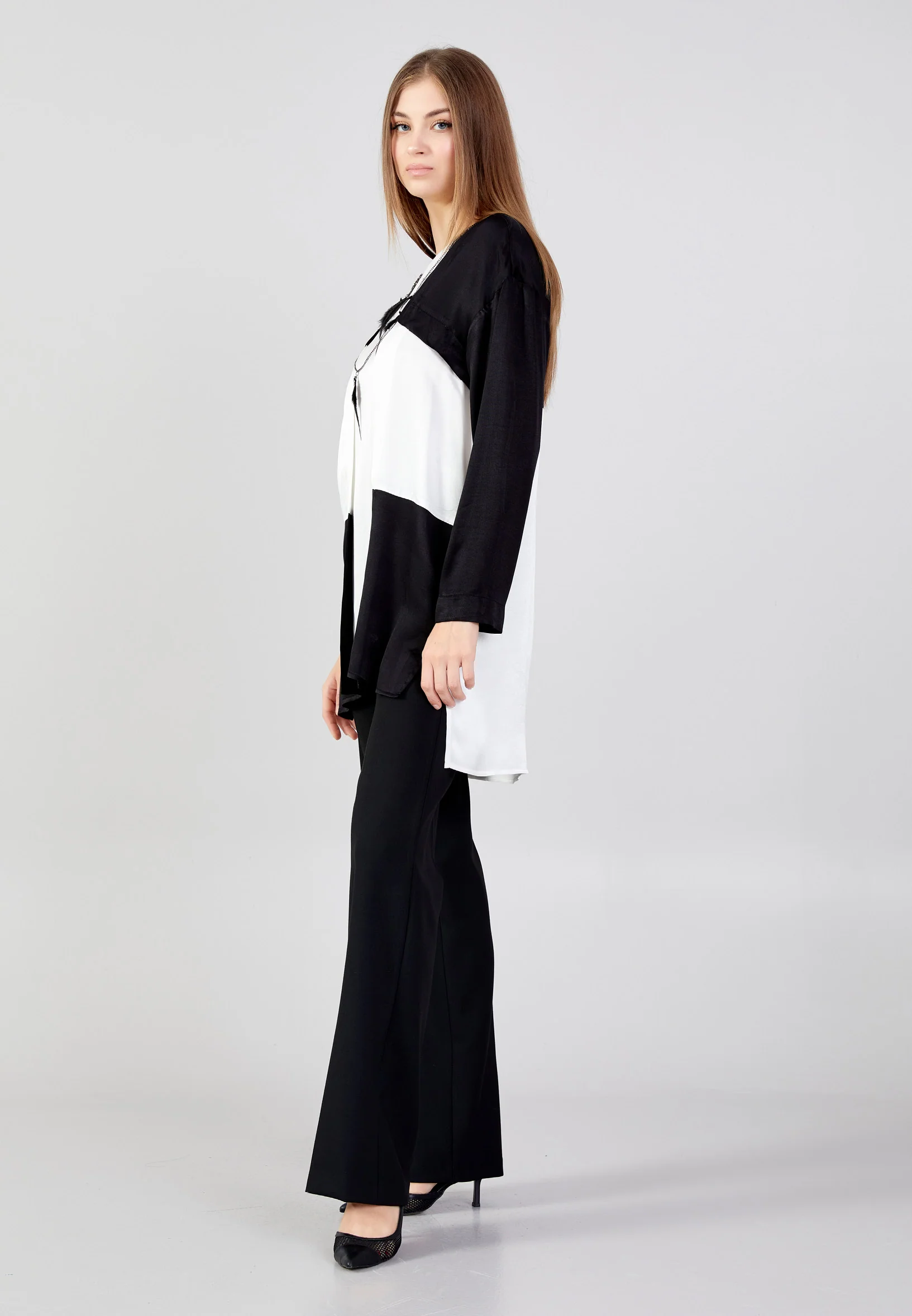 Long Sleeve Solid Color Regular Tunic huk24k1083 - Image 3