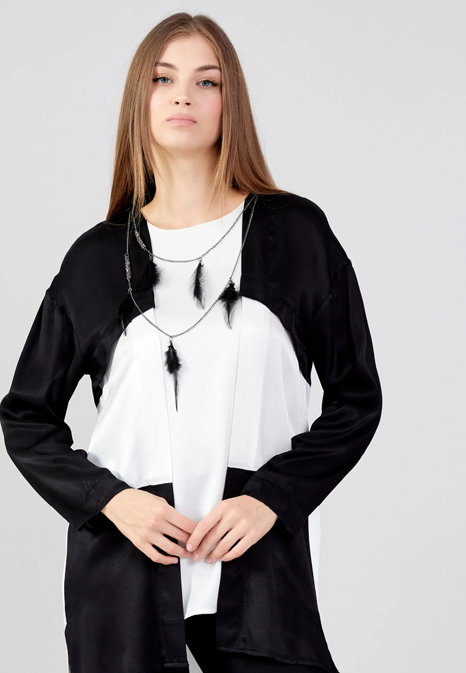 Long Sleeve Solid Color Regular Tunic huk24k1083 - Image 4
