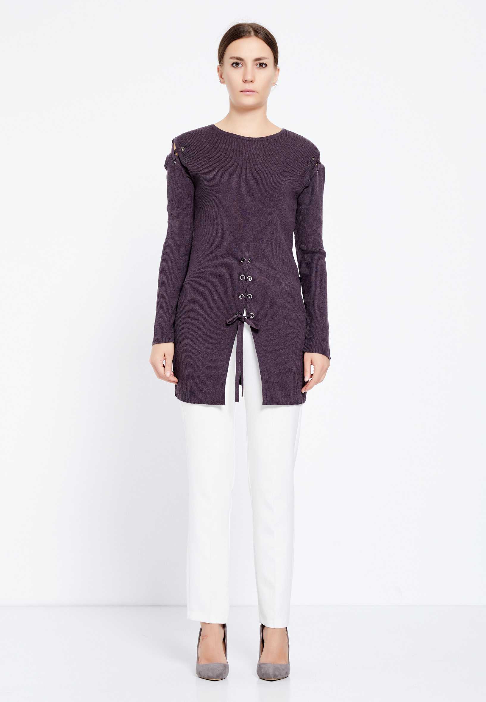 Long Sleeve Solid Color Regular Tunic huk8013 - Image 10