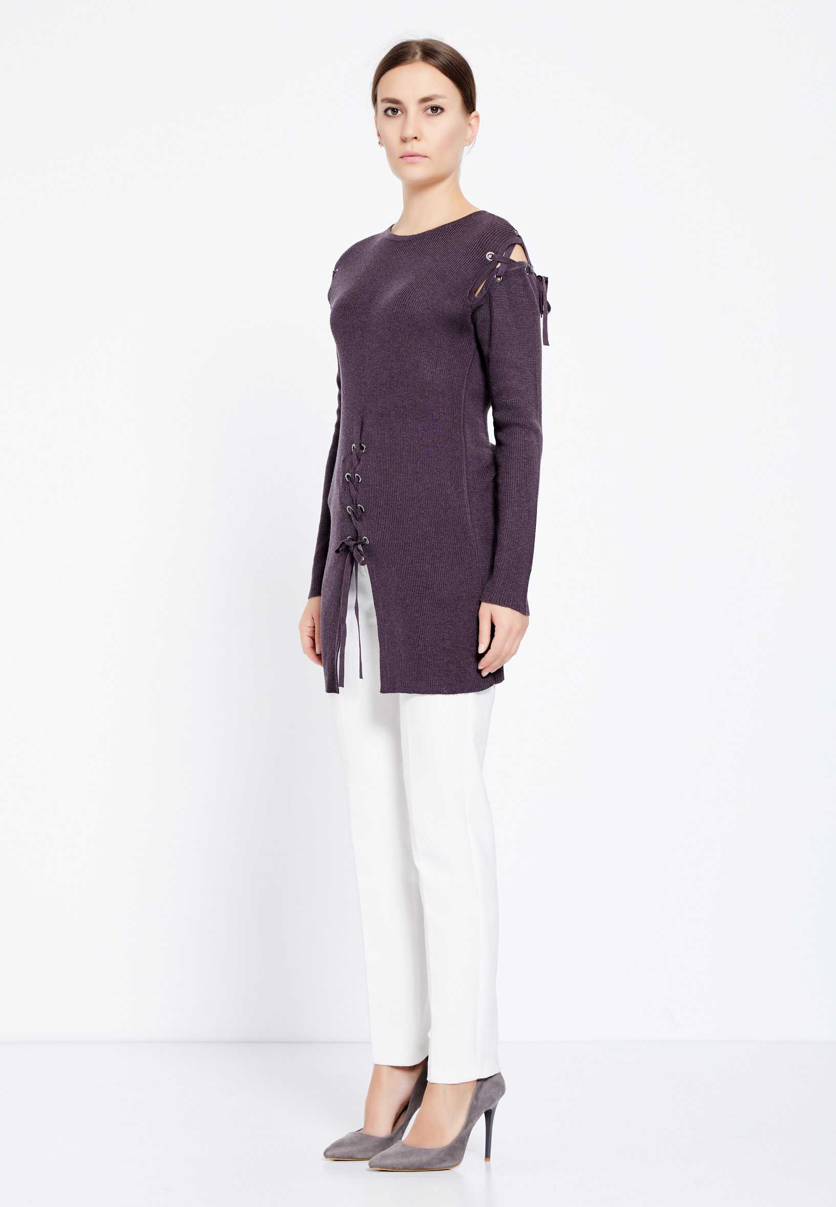 Long Sleeve Solid Color Regular Tunic huk8013 - Image 12
