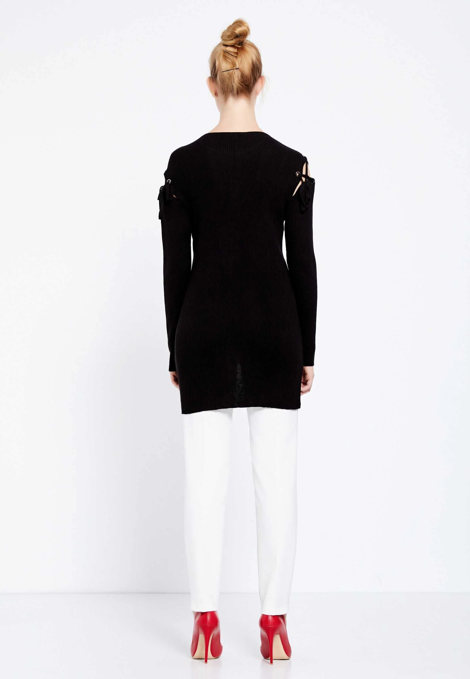 Long Sleeve Solid Color Regular Tunic huk8013 - Image 3
