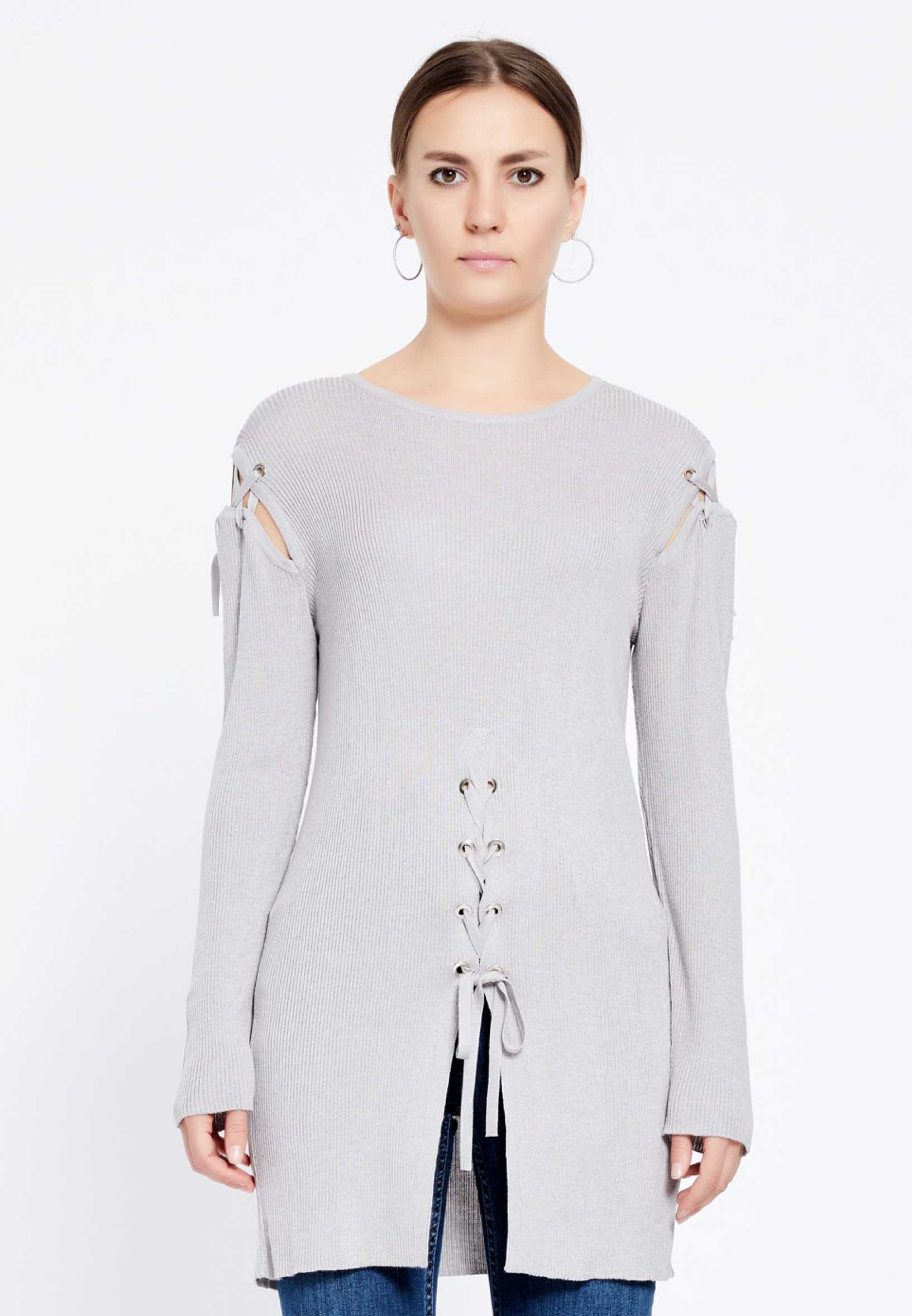 Long Sleeve Solid Color Regular Tunic huk8013 - Image 5