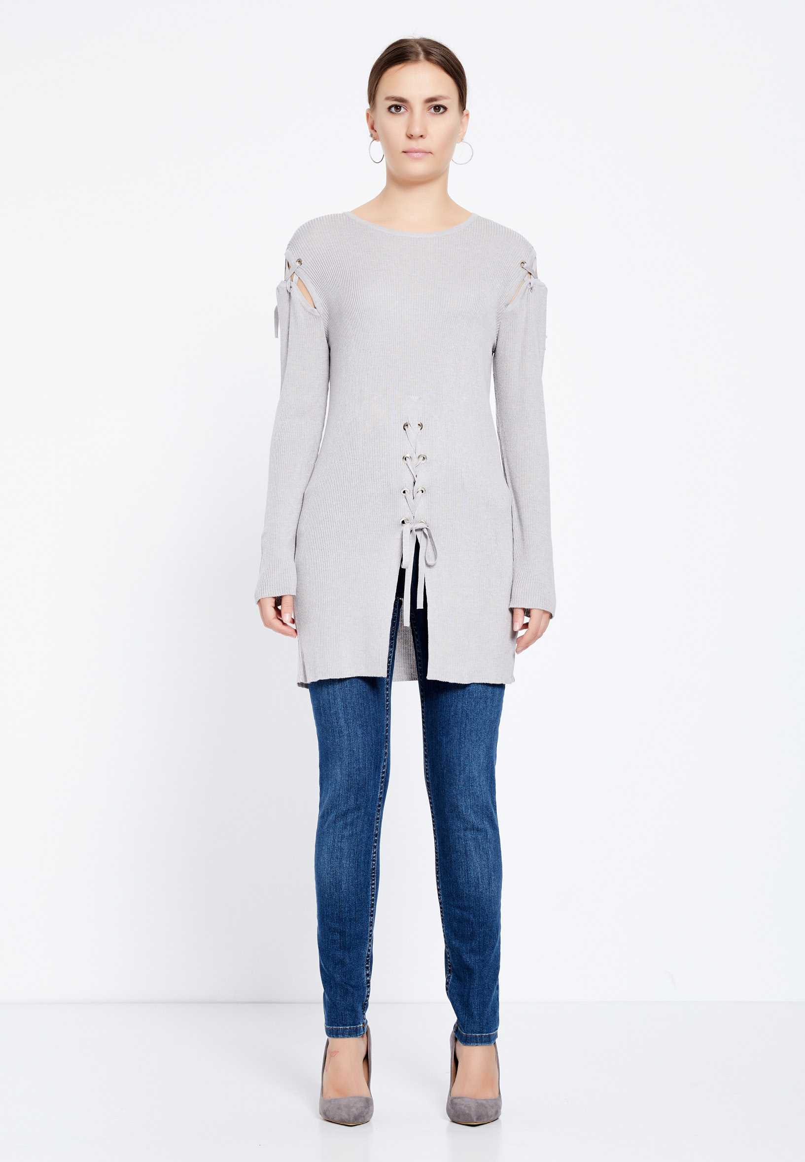 Long Sleeve Solid Color Regular Tunic huk8013 - Image 6