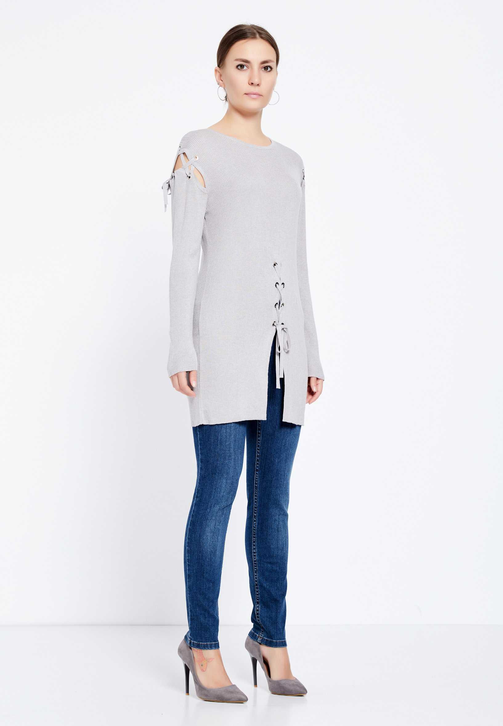 Long Sleeve Solid Color Regular Tunic huk8013 - Image 8