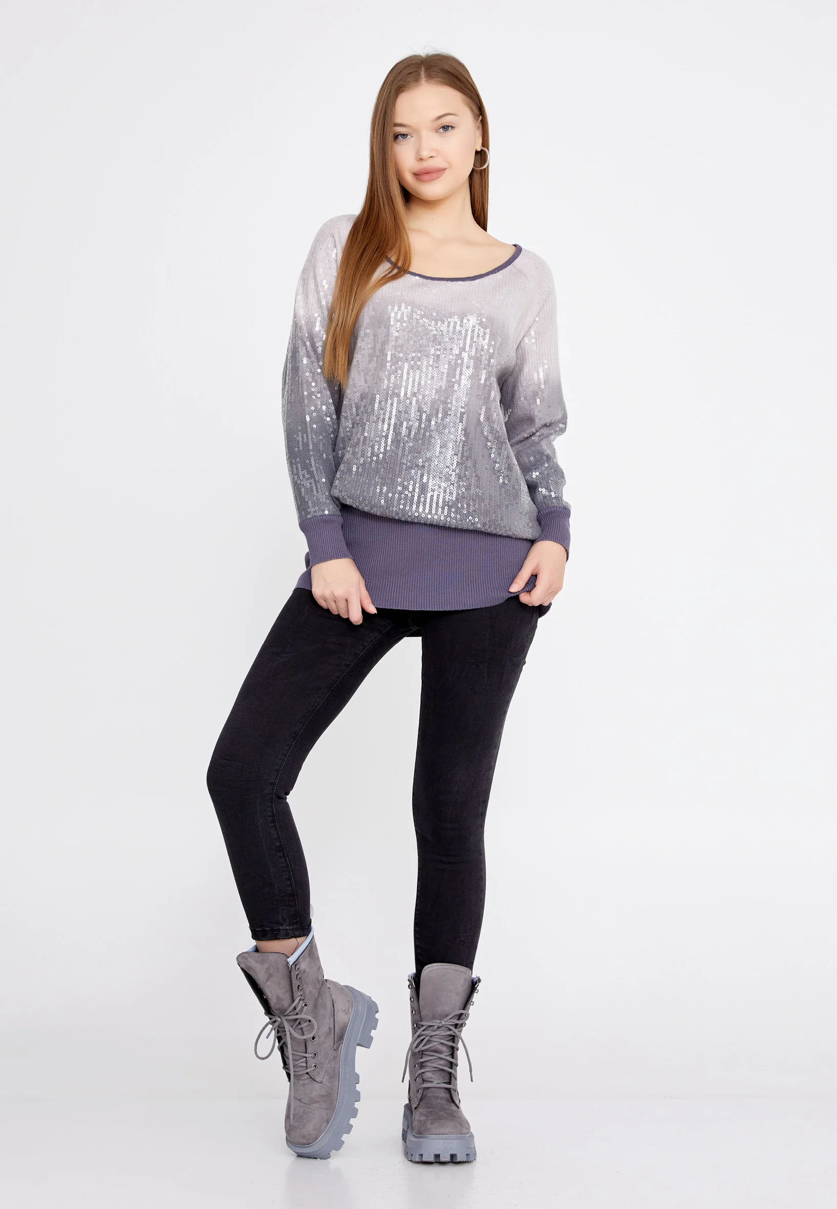 Long Sleeve Solid Color Regular Tunic huk8320 - Image 6