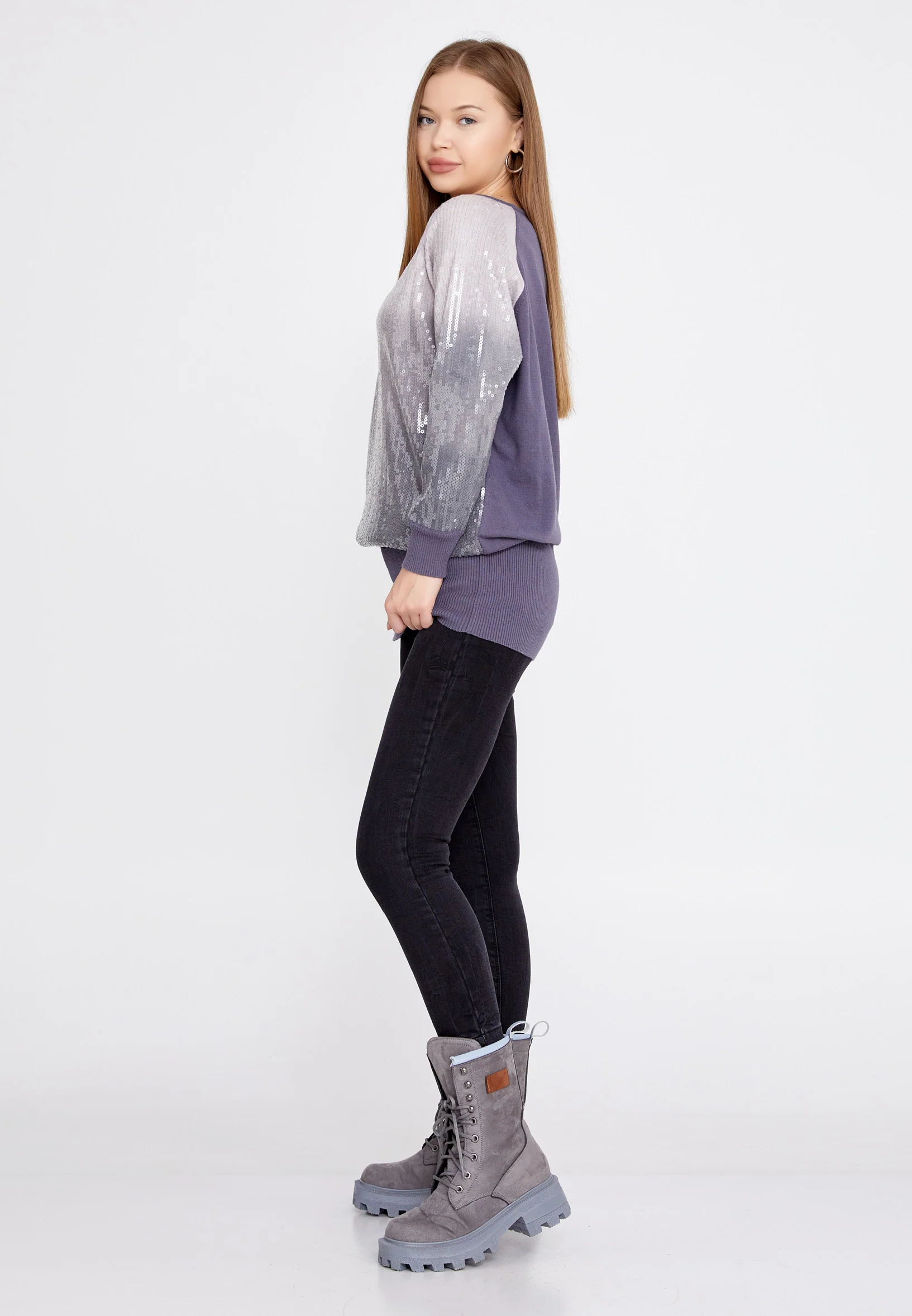Long Sleeve Solid Color Regular Tunic huk8320 - Image 8