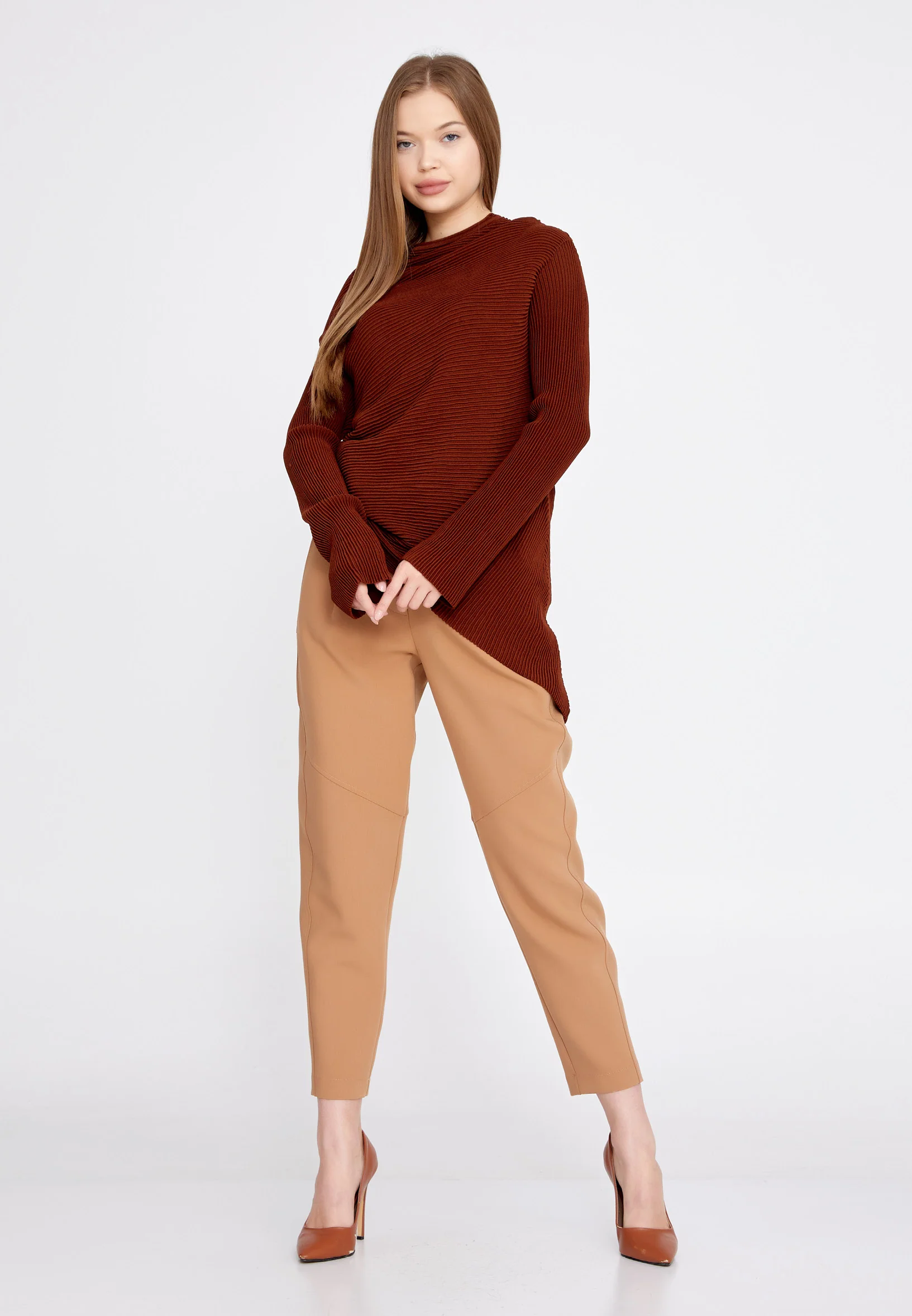 Long Sleeve Solid Color Regular Tunic kmy22w80802