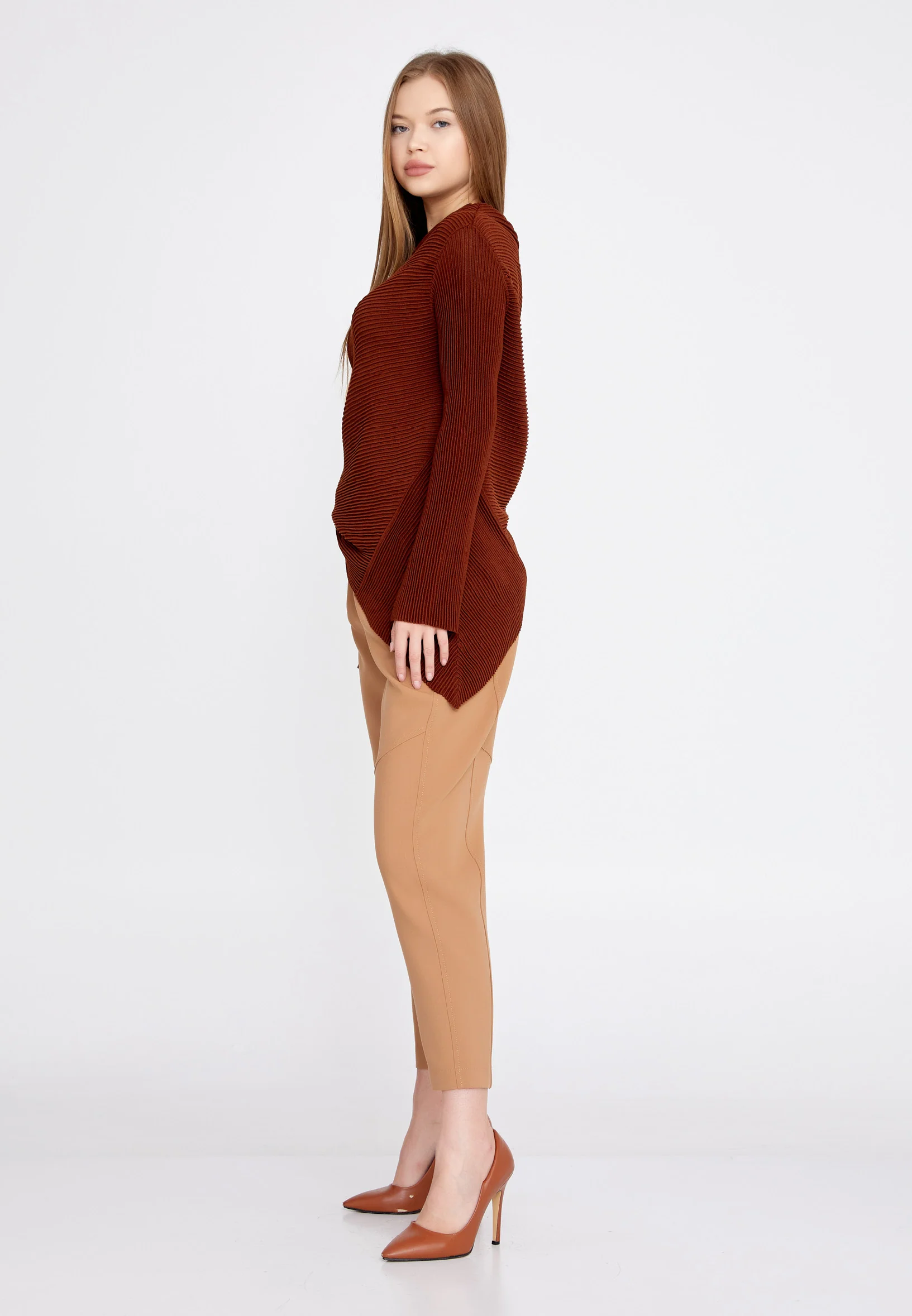 Long Sleeve Solid Color Regular Tunic kmy22w80802 - Image 3