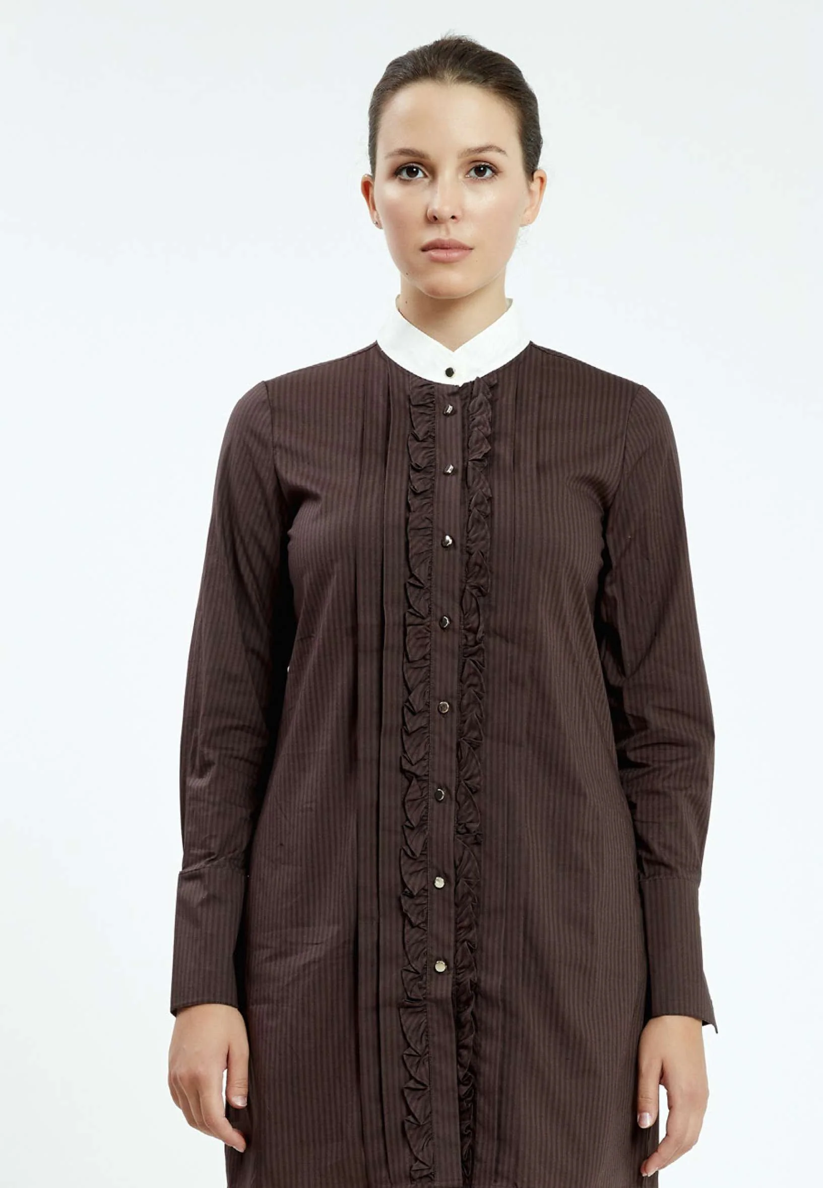 Long Sleeve Solid Color Regular Tunic ser23380