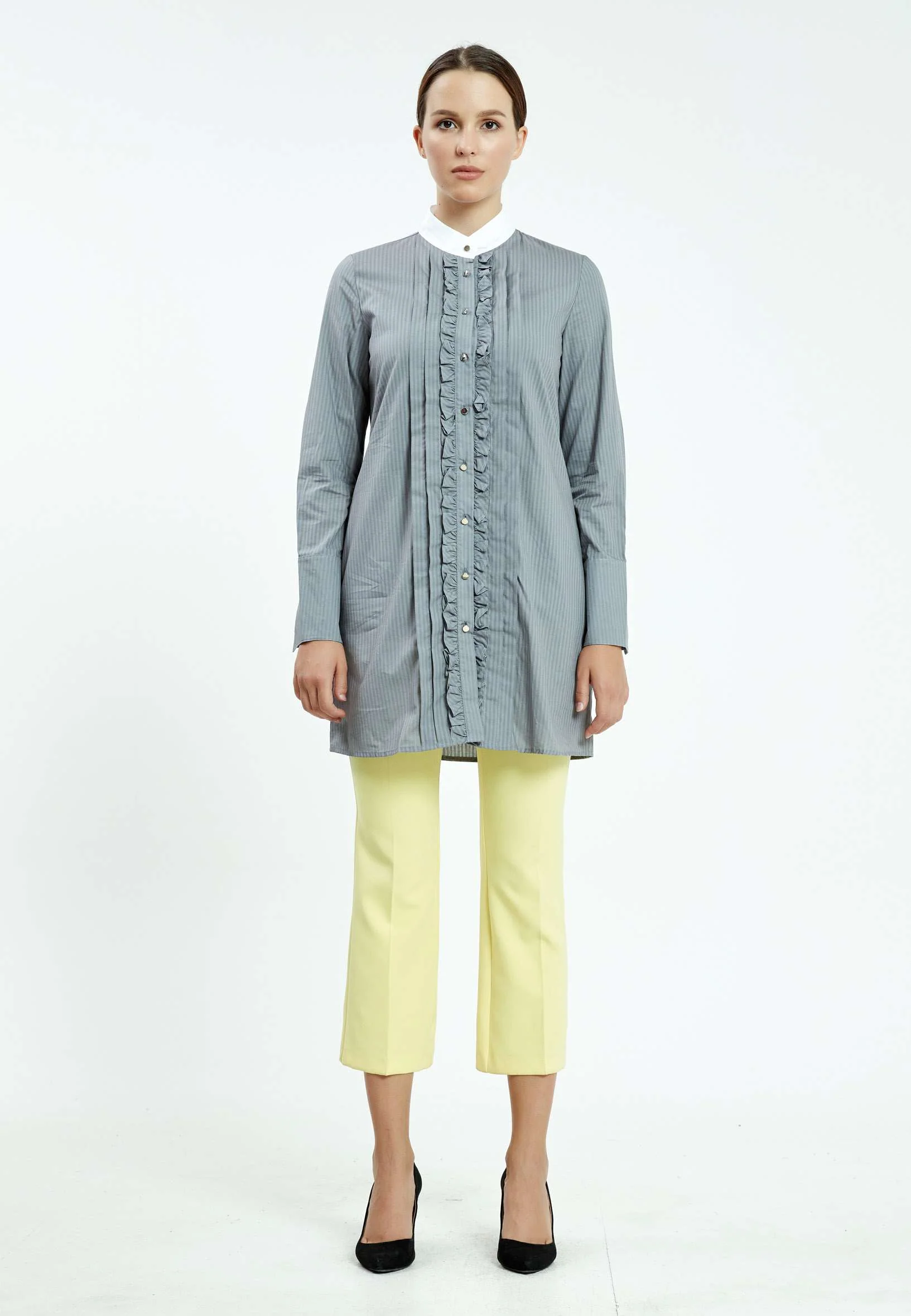 Long Sleeve Solid Color Regular Tunic ser23380 - Image 10